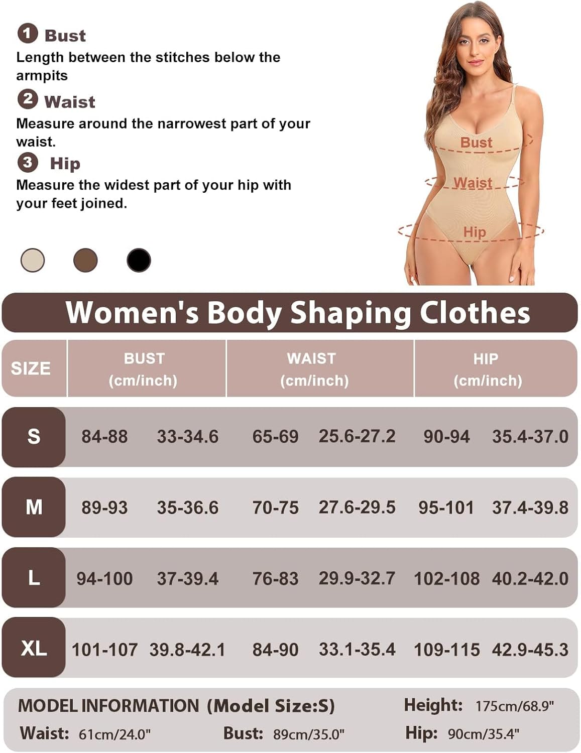 Detalle de Niwicee Body Contenitivo Modellante Donna con spalline regolabili e ganci nel cavallo