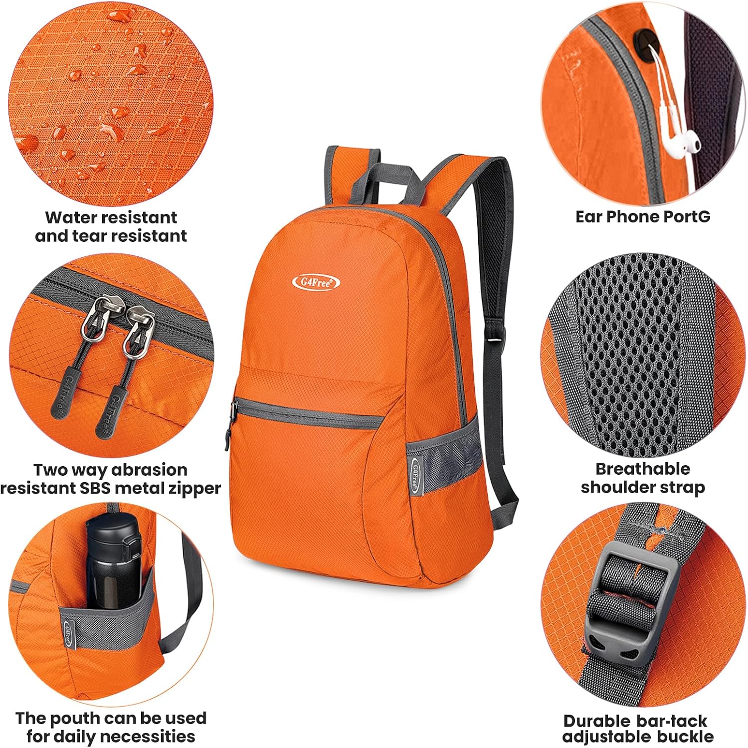 Detalle 1 de G4Free 20L Faltbarer Rucksack ultraleicht