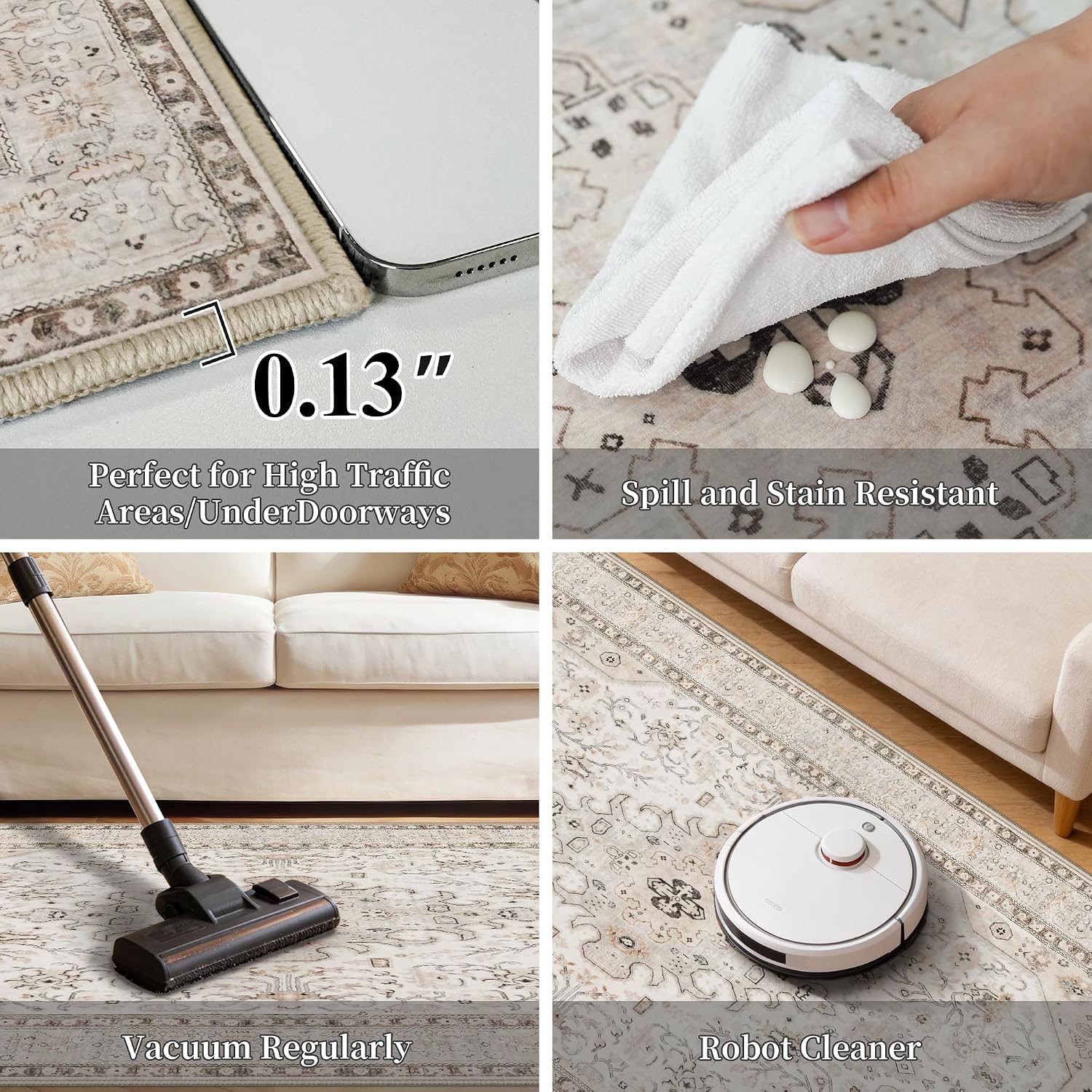 Detalle 1 de Washable Area Rug, 4' Square