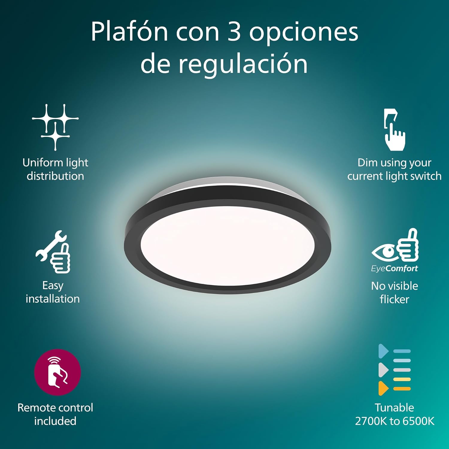 Detalle 2 de Philips Lighting Techo 24 W, Negro ⭐