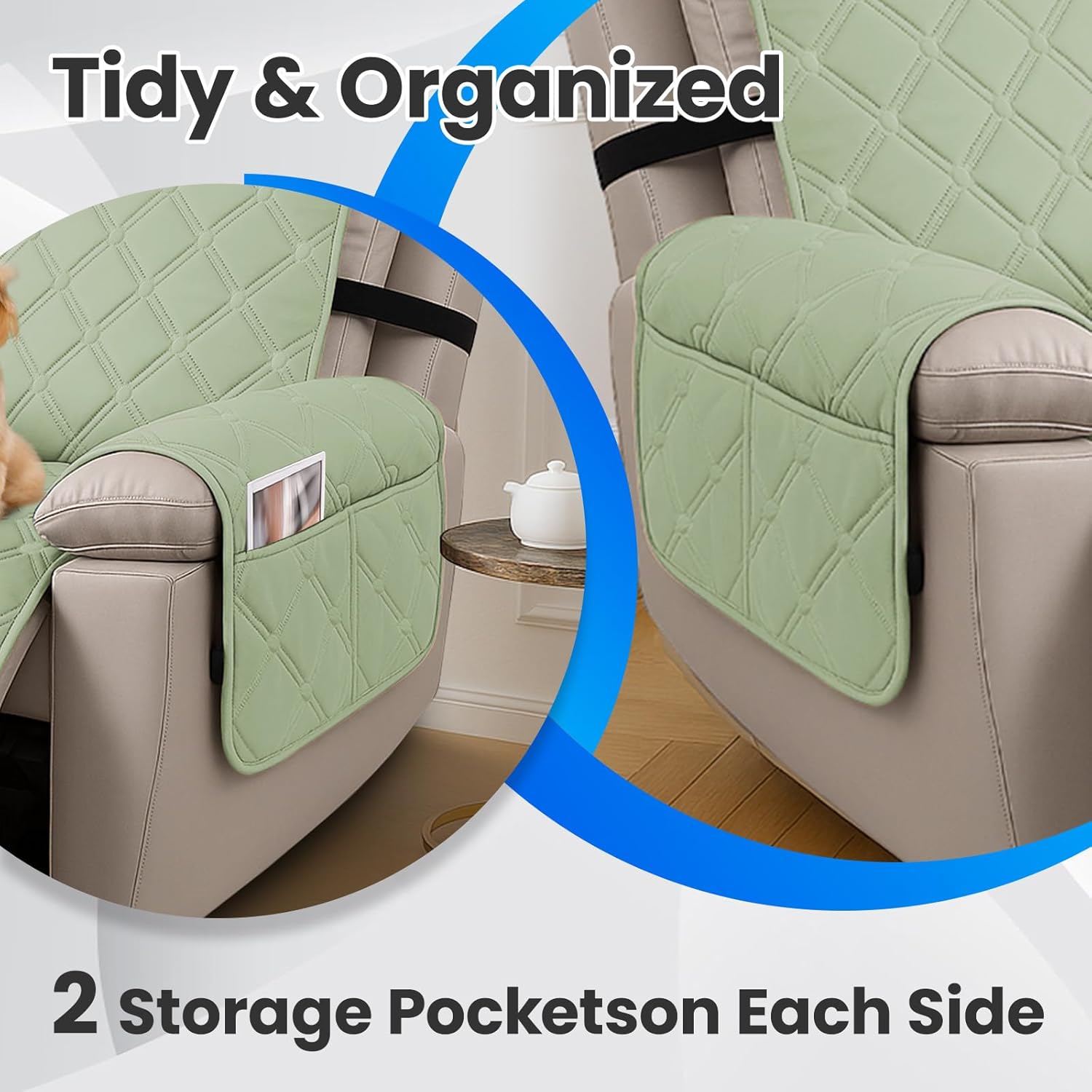 Thumbnail 6 de Ystyle housse 100% étanche pour fauteuil relax inclinable électrique, vert menthe