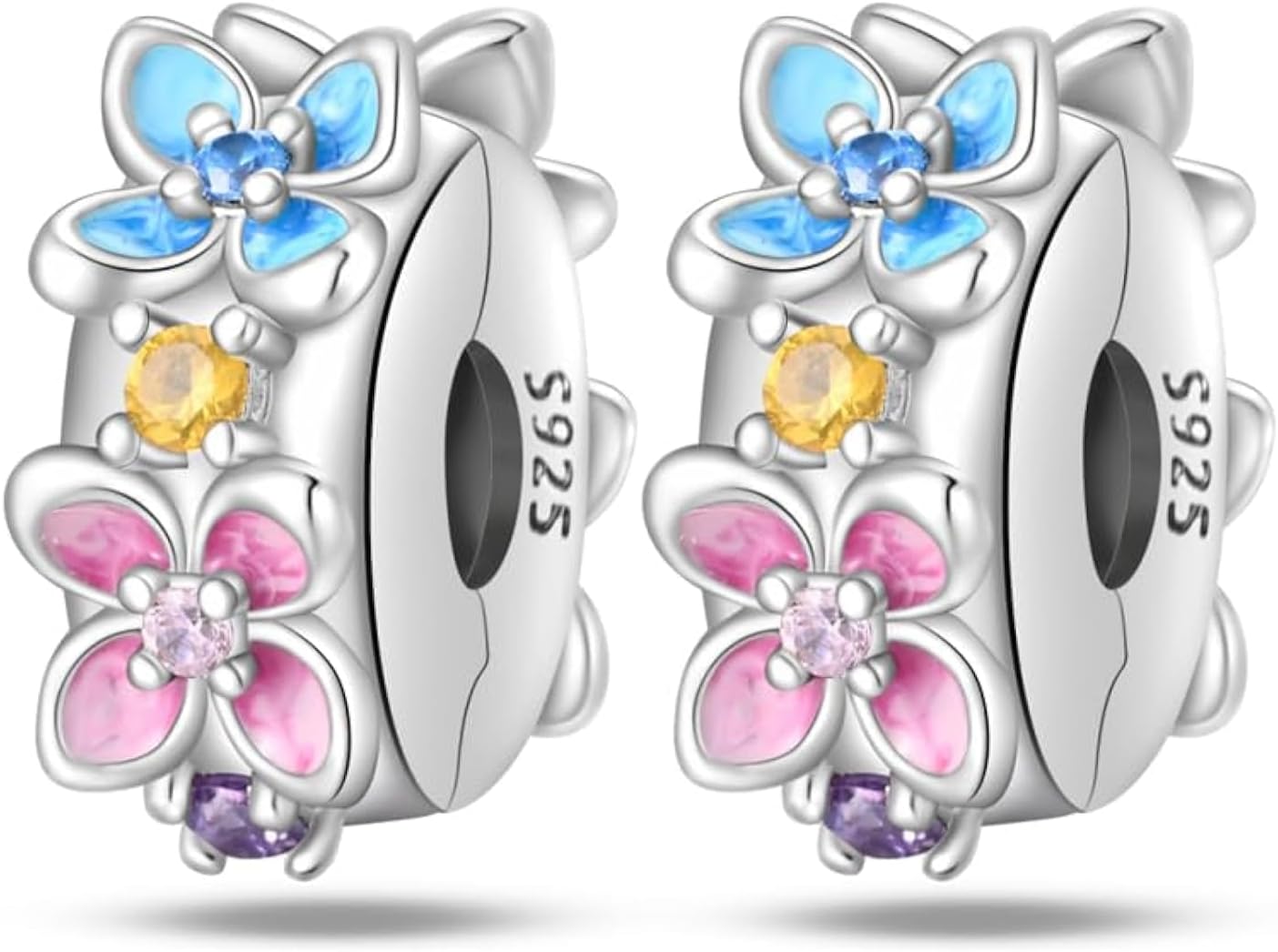 Detalle 2 de CYCUFF Clip Spacer Charm: pendente clip fiore in argento 925 con zirconi per bracciale