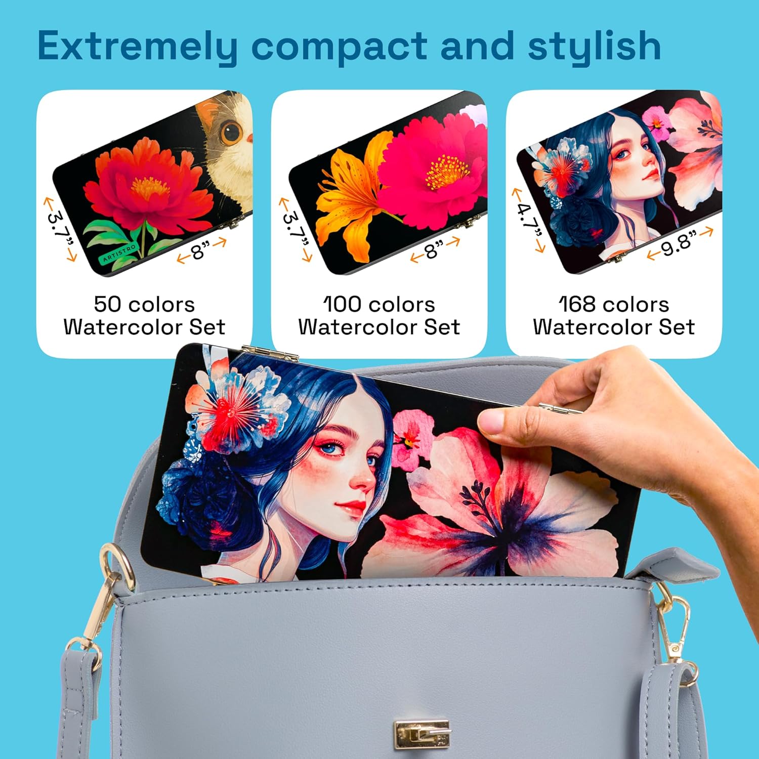 Thumbnail 5 de ARTISTRO 168 Watercolour Paint Set in portable metal case – 168 shades with brushes and essentials