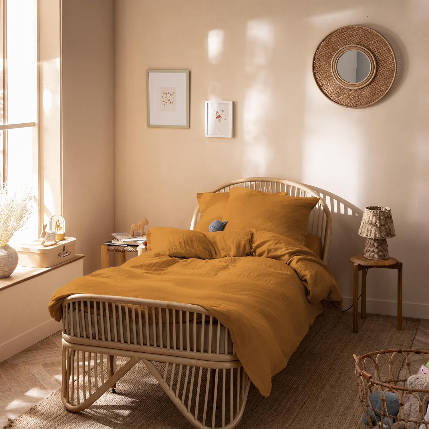 Thumbnail 5 de Housse de Couette Unie Double Gaze de Coton 260x240 cm – Bleu Horizon par MATT & ROSE