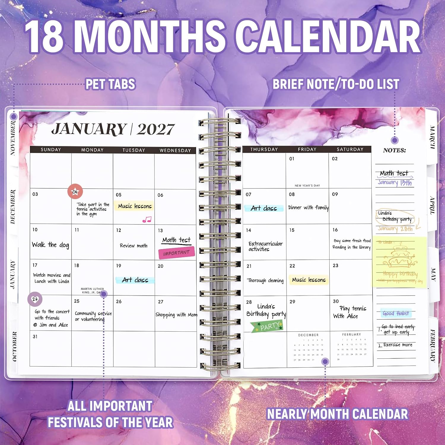 Detalle de montcool MCOPAPPK2407 18-Month Academic Planner, July 2026–December 2027