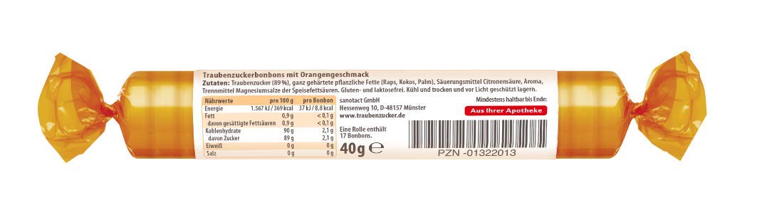 Thumbnail 1 de INTACT Orange Traubenzucker Rolle – Multipack 15 x 40 g (vegan)