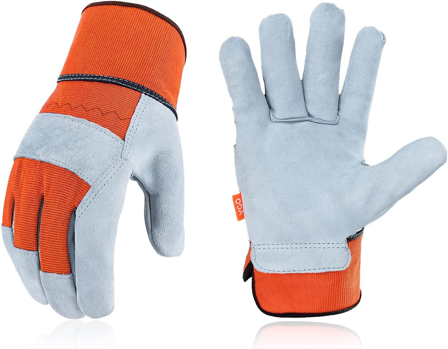 Vgo... cowhide gardening work gloves – thornproof utility gloves with strong grip (1 pair)