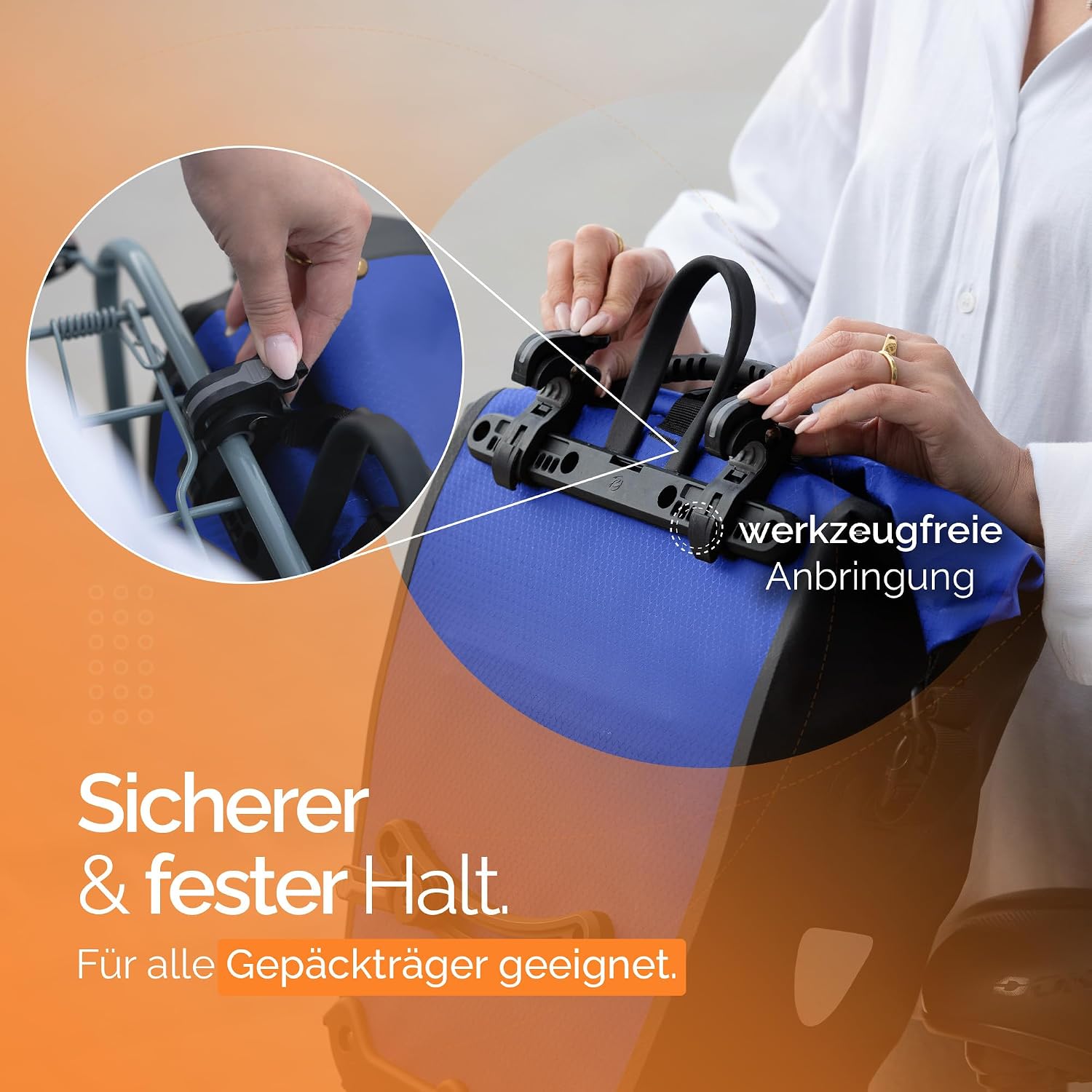 Detalle de 2Radwerk Sacoche de vélo: Sacoche imperméable et polyvalente pour porte-bagages