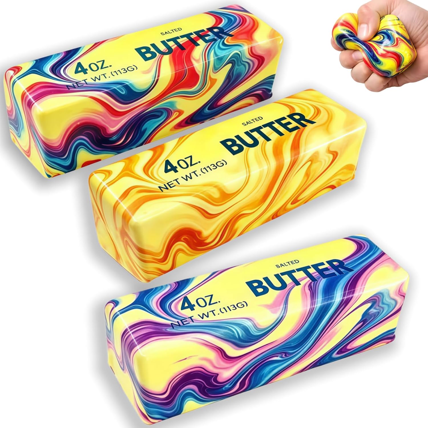Detalle de Squishy Butter Stick 3 Pcs Slow-Rising PU Fidget Toys in Assorted Colors