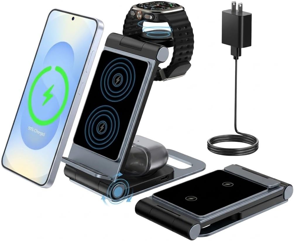 Detalle de Samsung 3-in-1 Wireless Charger Stand for S25 Ultra