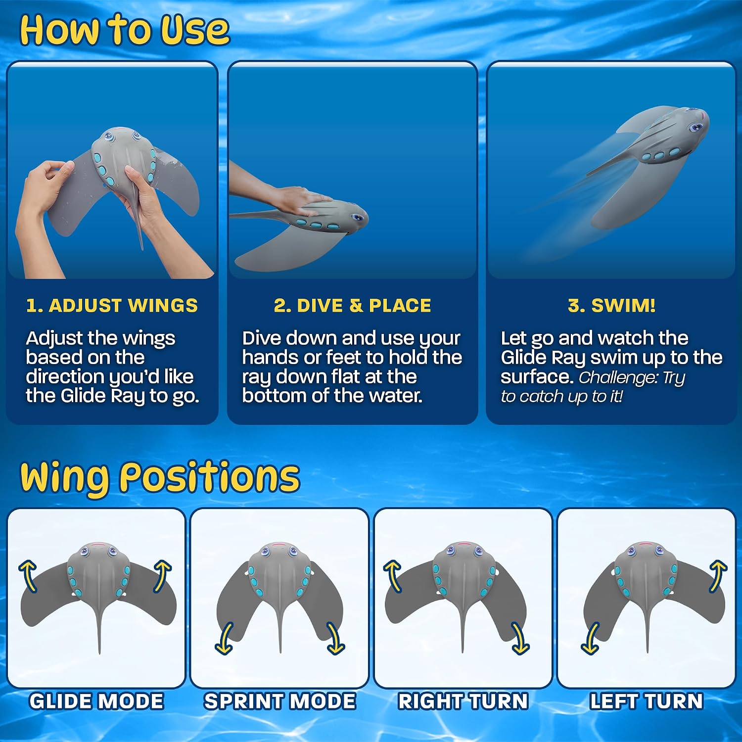 Detalle de Stingray Pool Torpedo Swim Toy by Refresh Sports