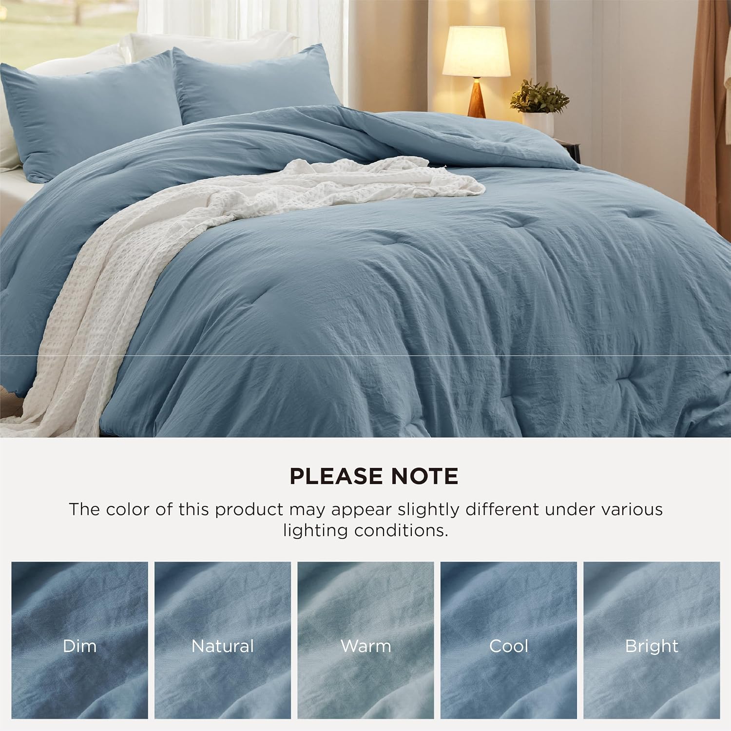 Thumbnail 6 de Bedsure BB349B2 Full Comforter Set, Grayish Blue, 3-Piece Prewashed Bedding