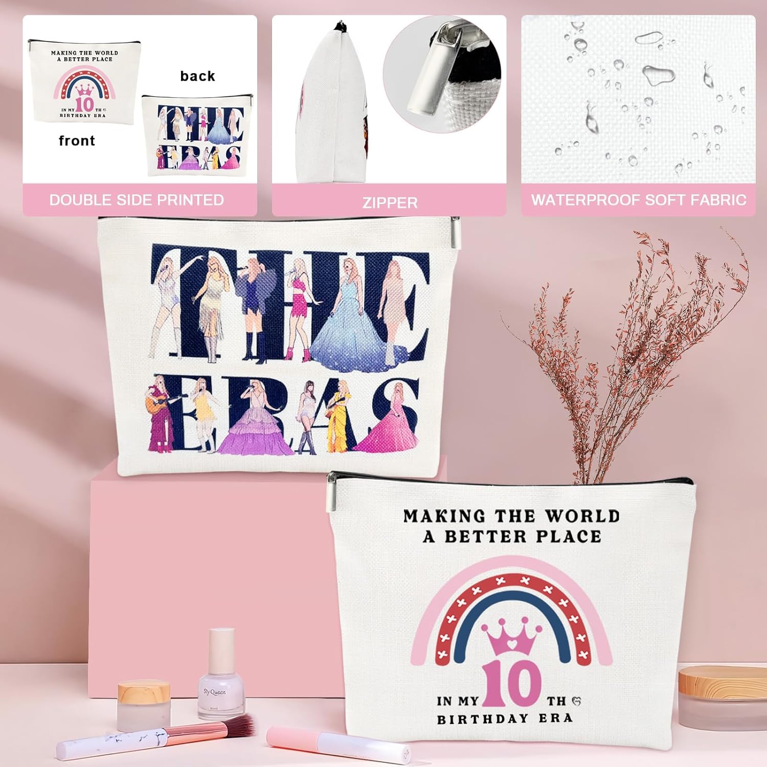 Thumbnail 3 de Awfrky 7-Piece 10th Birthday Gift Set for Girls (Tumbler, Pearl Necklace, Cosmetic Bag & more)