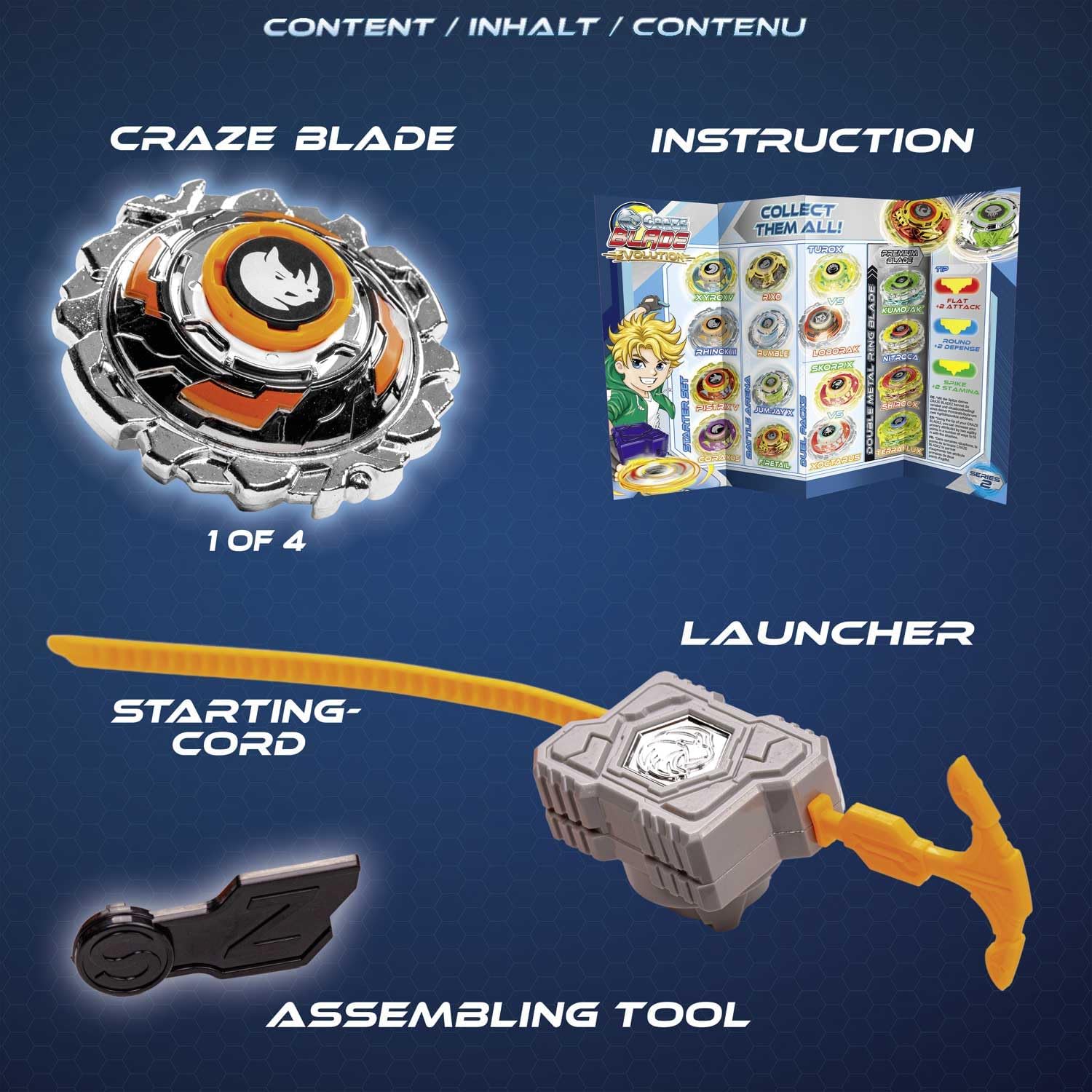 Detalle de CRAZE Blade Trottola da Battaglia Starter Set Serie 2 Coraxus con lanciatori e manuale