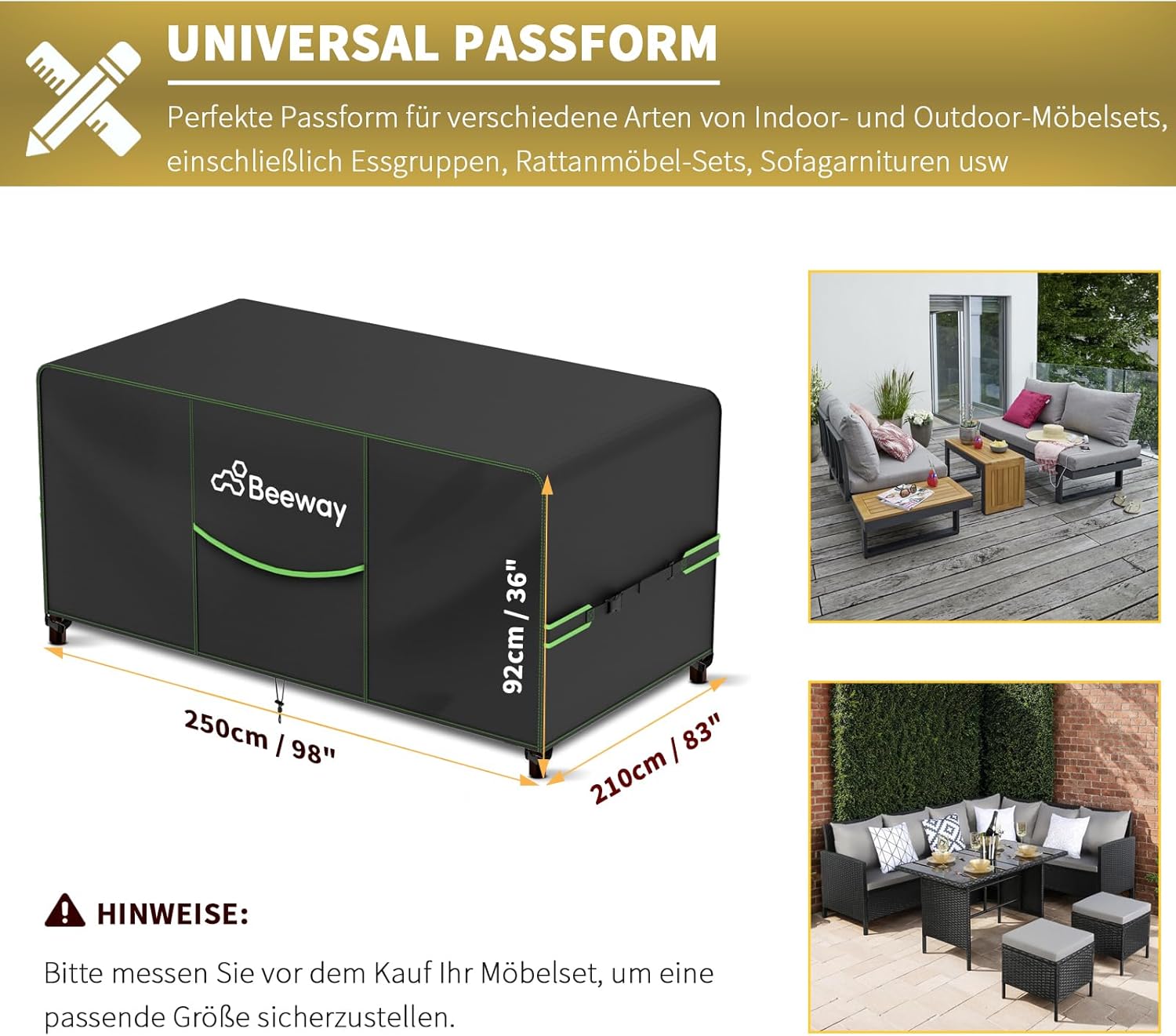Detalle 2 de BEEWAY Gartenmöbel Abdeckung 250x210x92 cm