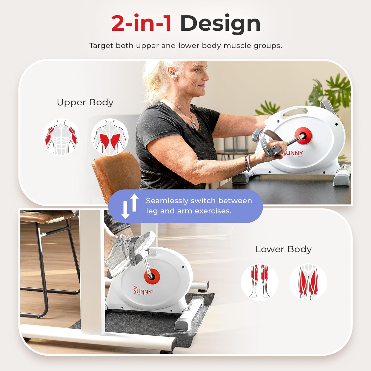 Detalle 2 de Sunny Health & Fitness Smart Under-Desk Bike 1