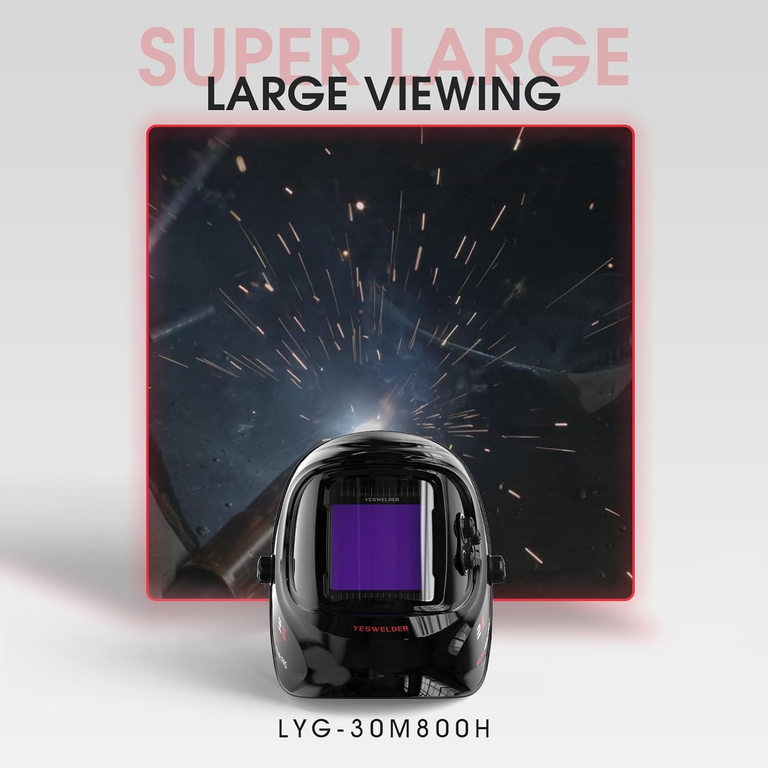 Thumbnail 2 de YESWELDER Maschera da saldatura autoscurante con schermo grande 10x9 cm, 4 sensori e visione a colori reali