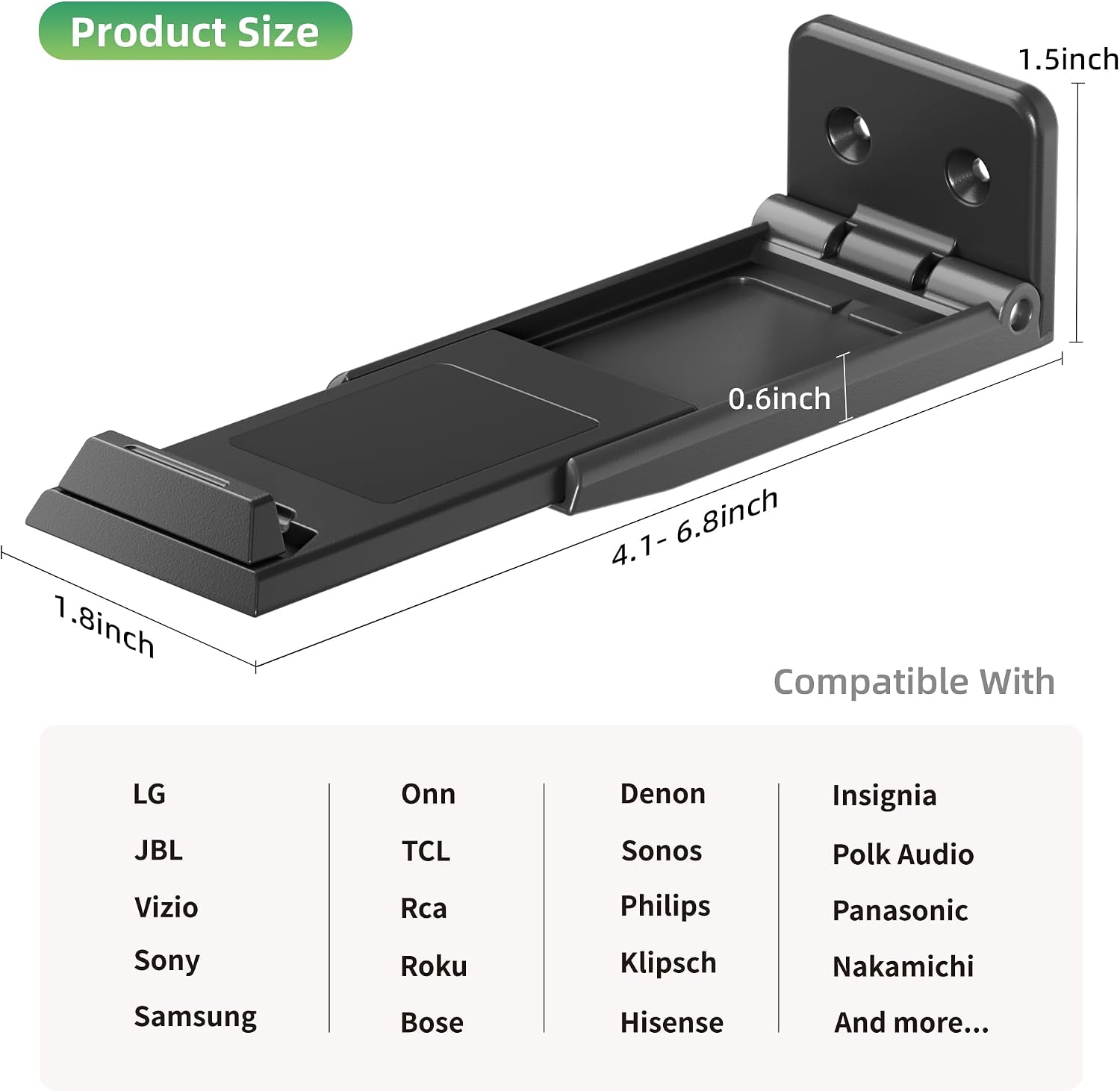 Thumbnail 4 de ELETIUO Soundbar Wall Mount 30 Lbs