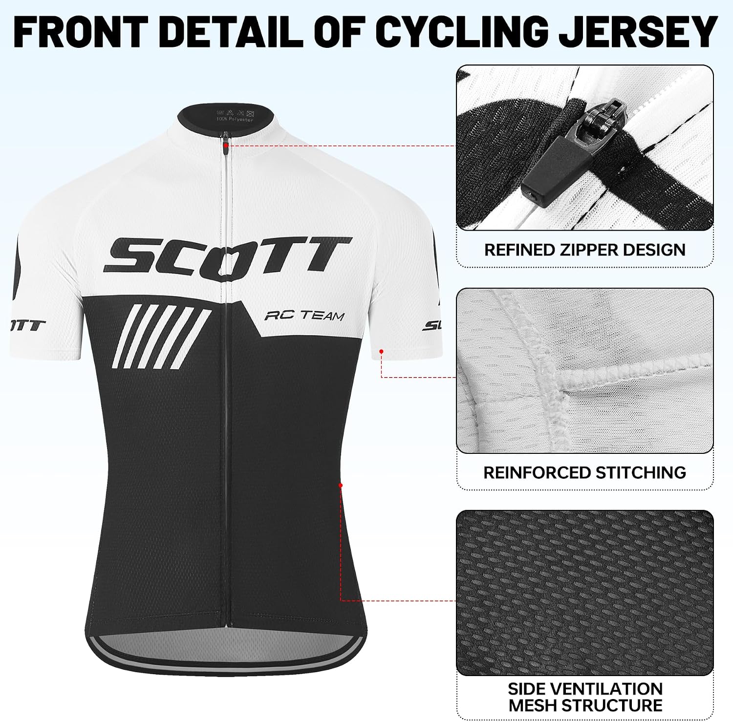 Detalle de SIKLIN Rennrad Trikot Kurzarm Herren Set mit 5D-Gelpolster – Sommerbekleidung, 5 Taschen
