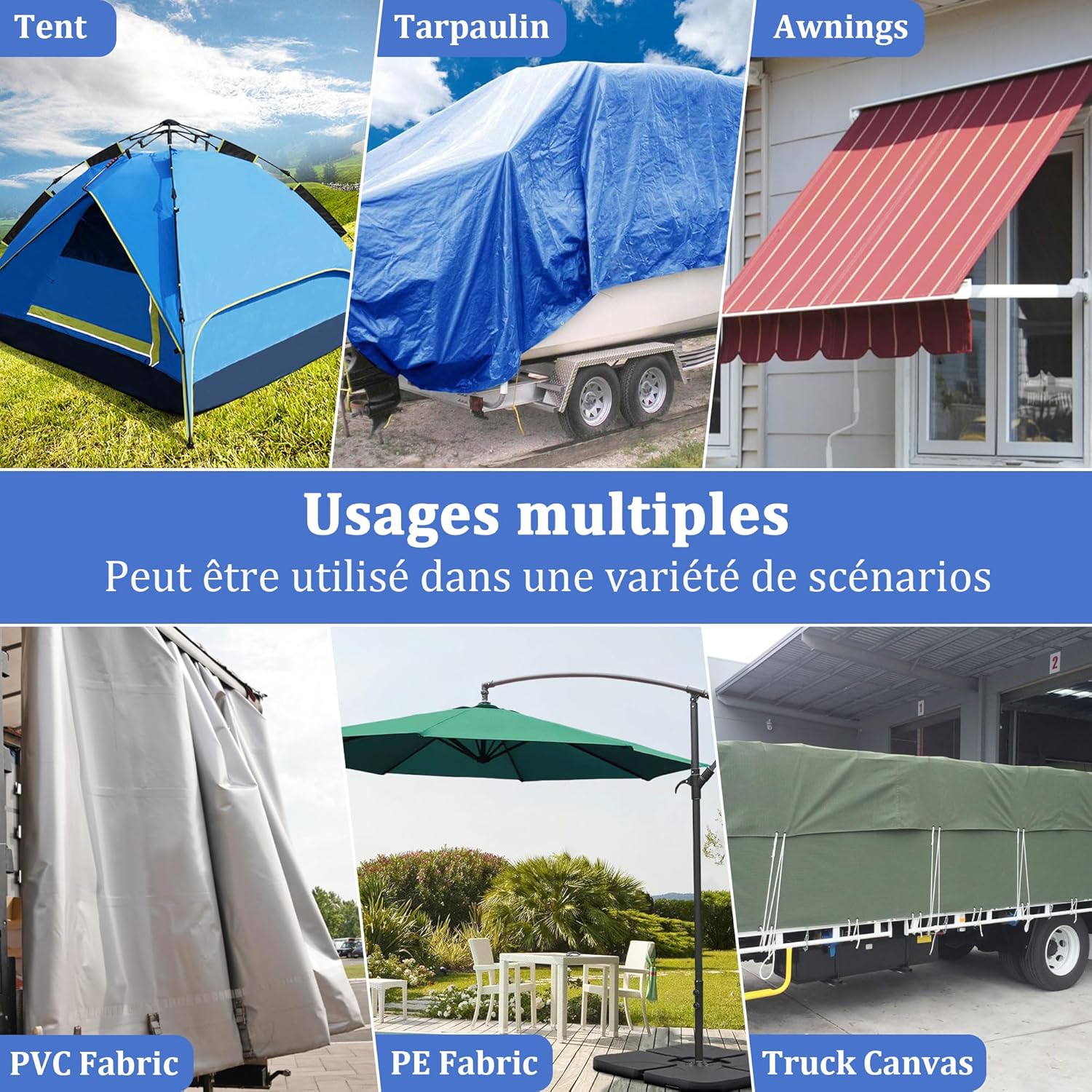 Thumbnail 5 de Ruban de réparation pour bâches en tissu en polyuréthane (patchs), 5 m x 8 cm