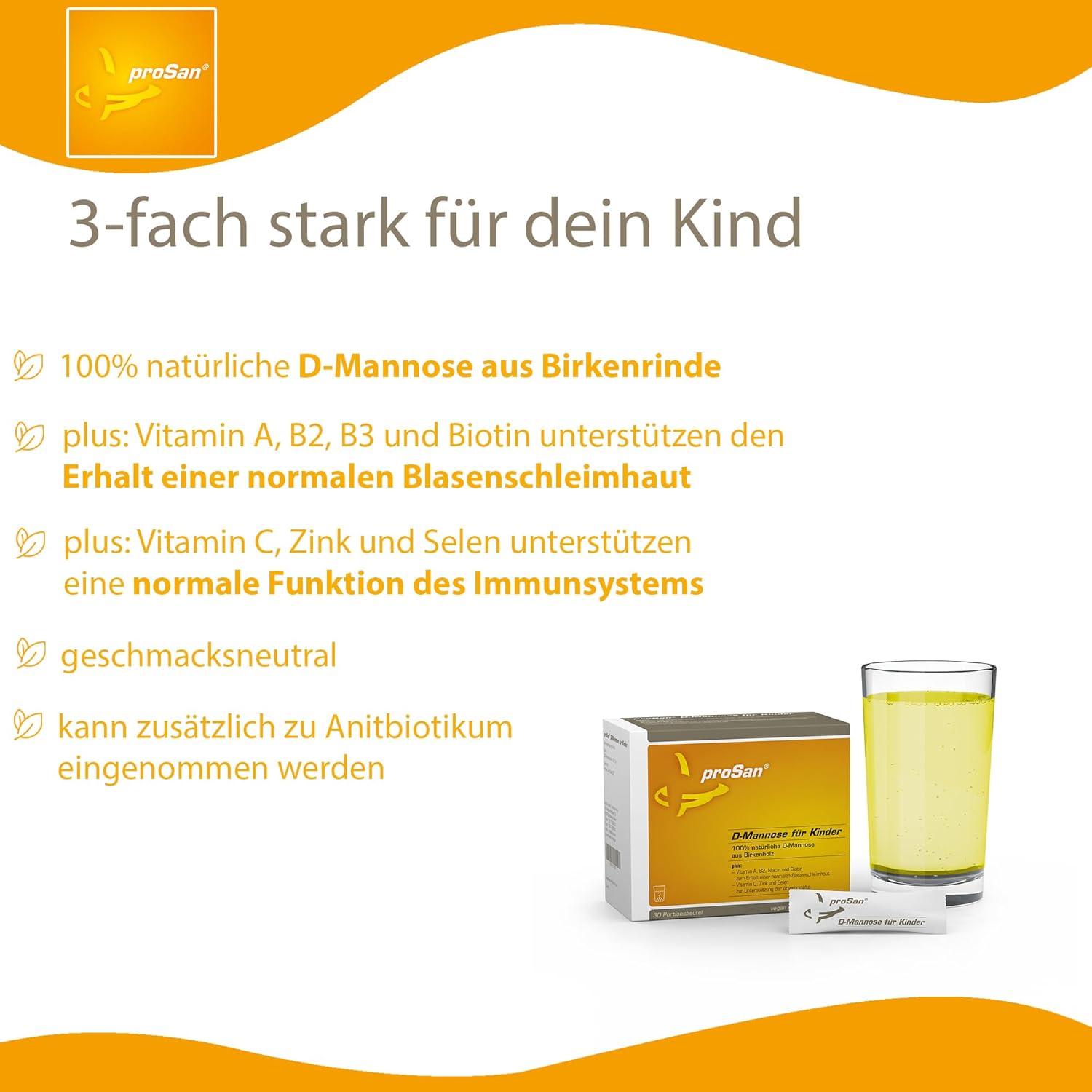 Thumbnail 2 de proSan D-Mannose für Kinder ab 4 Jahren (30 Sticks) – vegan, ohne Zusatzstoffe