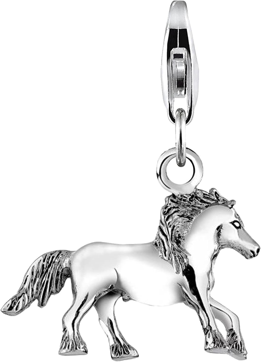Detalle 2 de Nenalina Pferd Karabiner Charm Anhänger aus 925 Sterling Silber – Karabinerhaken für Bettelarmband & Ketten (713072-000)