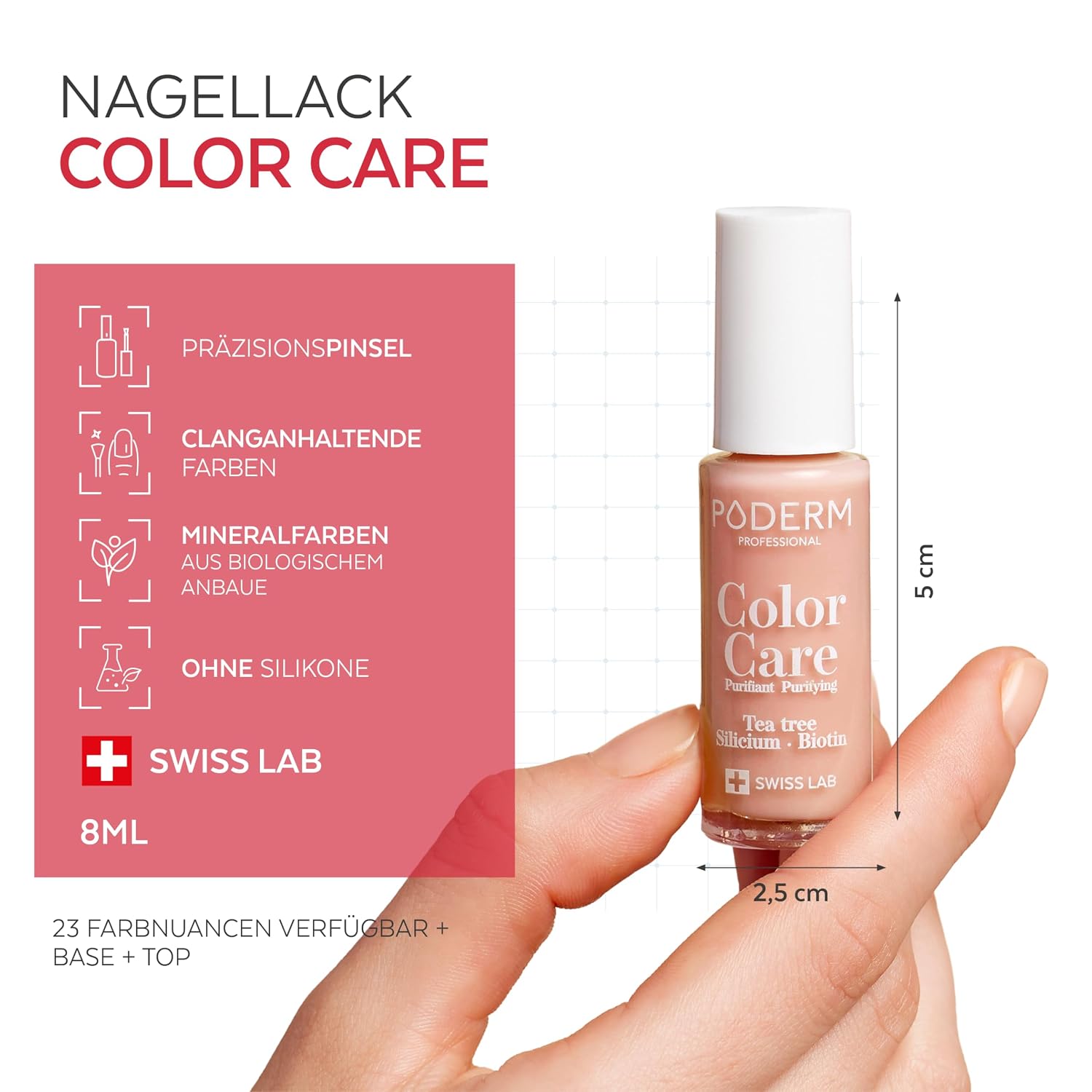 Detalle 1 de PODERM Nagelpilz Nagellack Beige (8 ml) – antimykotisch mit Teebaum, Silizium & Biotin