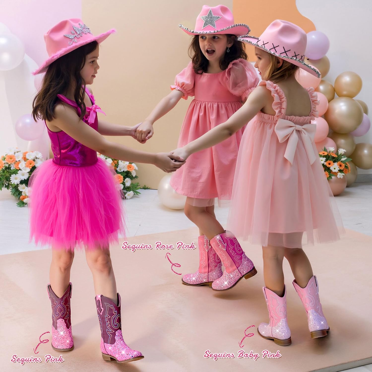 Thumbnail 5 de Motasha Girls Cowgirl Boots 1" Heel