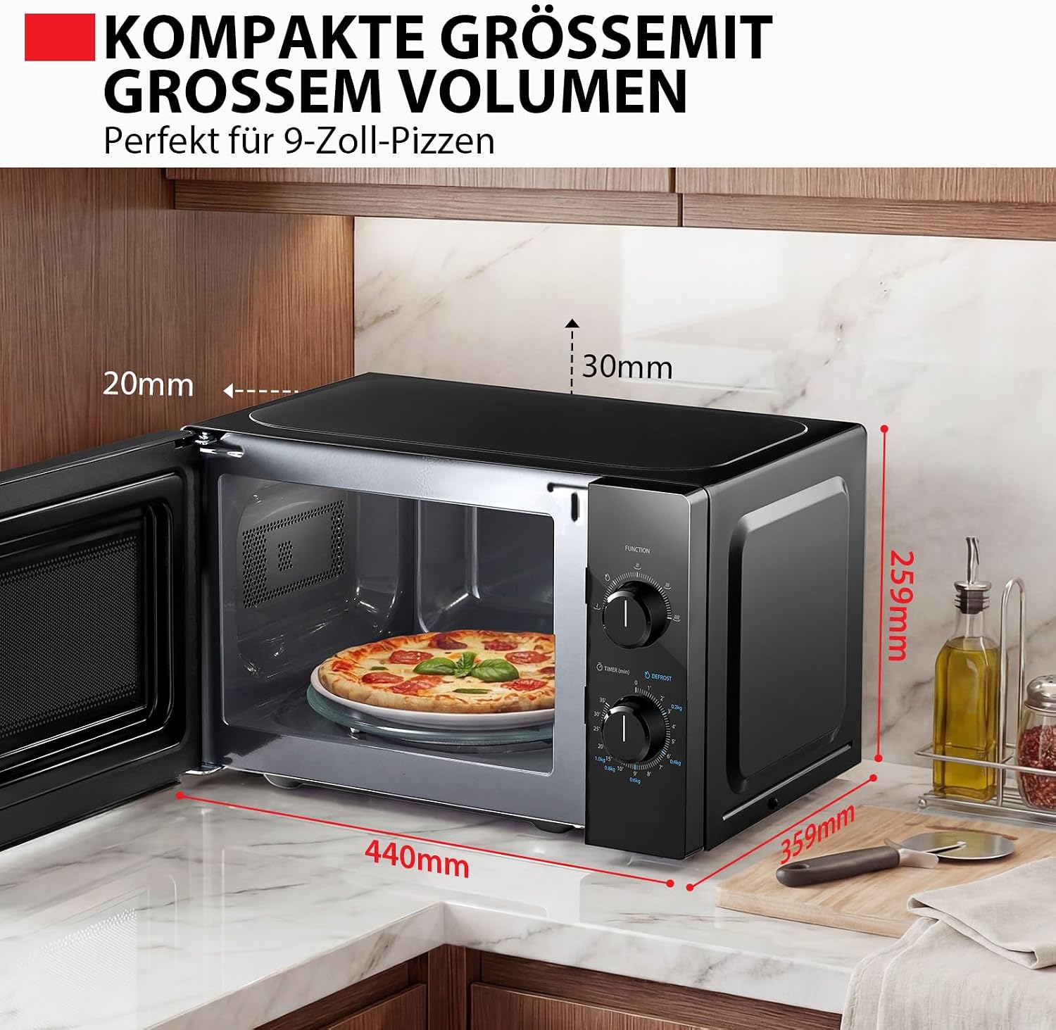 Detalle 2 de Toshiba MW2-MM20PE(BK) Freistehend Mikrowelle – 20 L, 700 W, LED-Innenbeleuchtung
