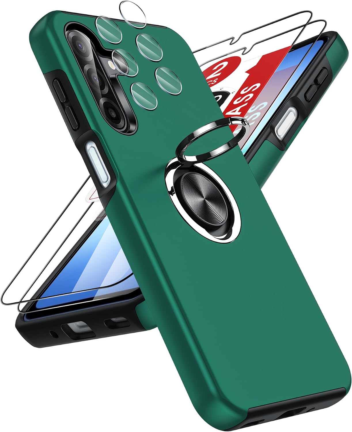 Detalle de LeYi Galaxy A17 Case with 2 Tempered Glass Protectors and Built‑in Ring Stand