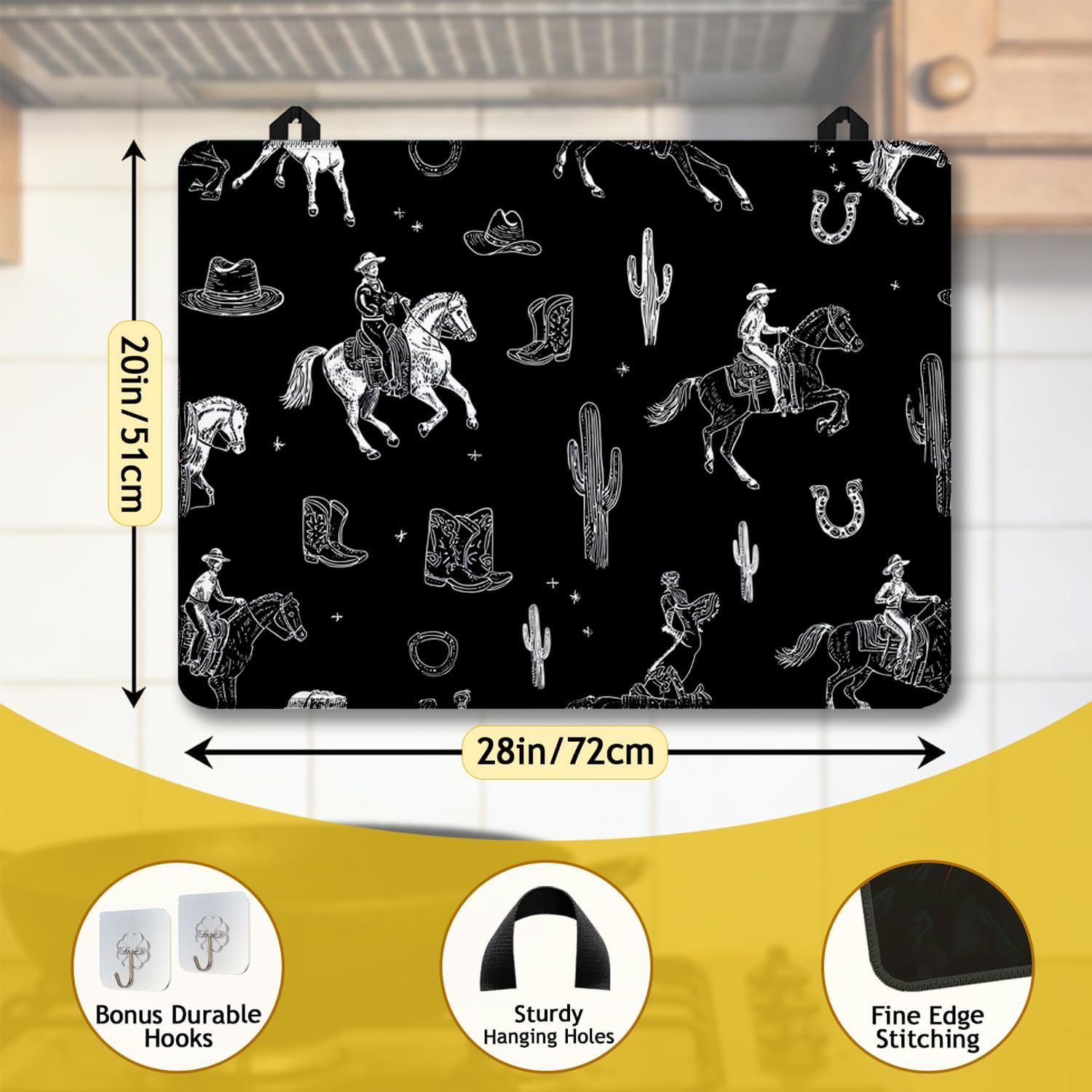 Thumbnail 1 de GANTINIR Western Cowboy Cactus Stove Cover Mat, 28 x 20-Inch Rubber