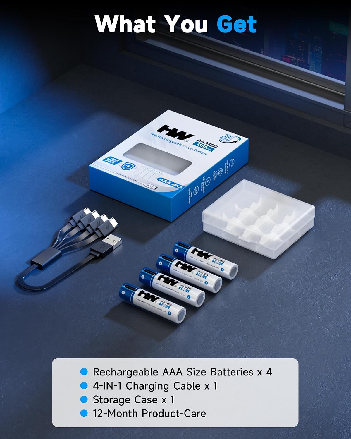 Thumbnail 6 de HW TH-ICR713C Rechargeable AAA Lithium Batteries, 1.5V, 1300mWh, USB-C