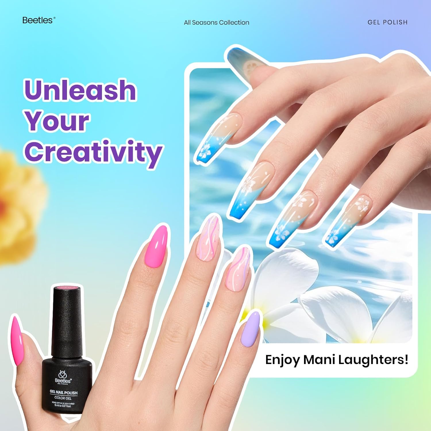 Detalle de beetles Gel Nail Polish Spring Gel Set (55 Colors) with Base, Glossy/Matte Top Coats