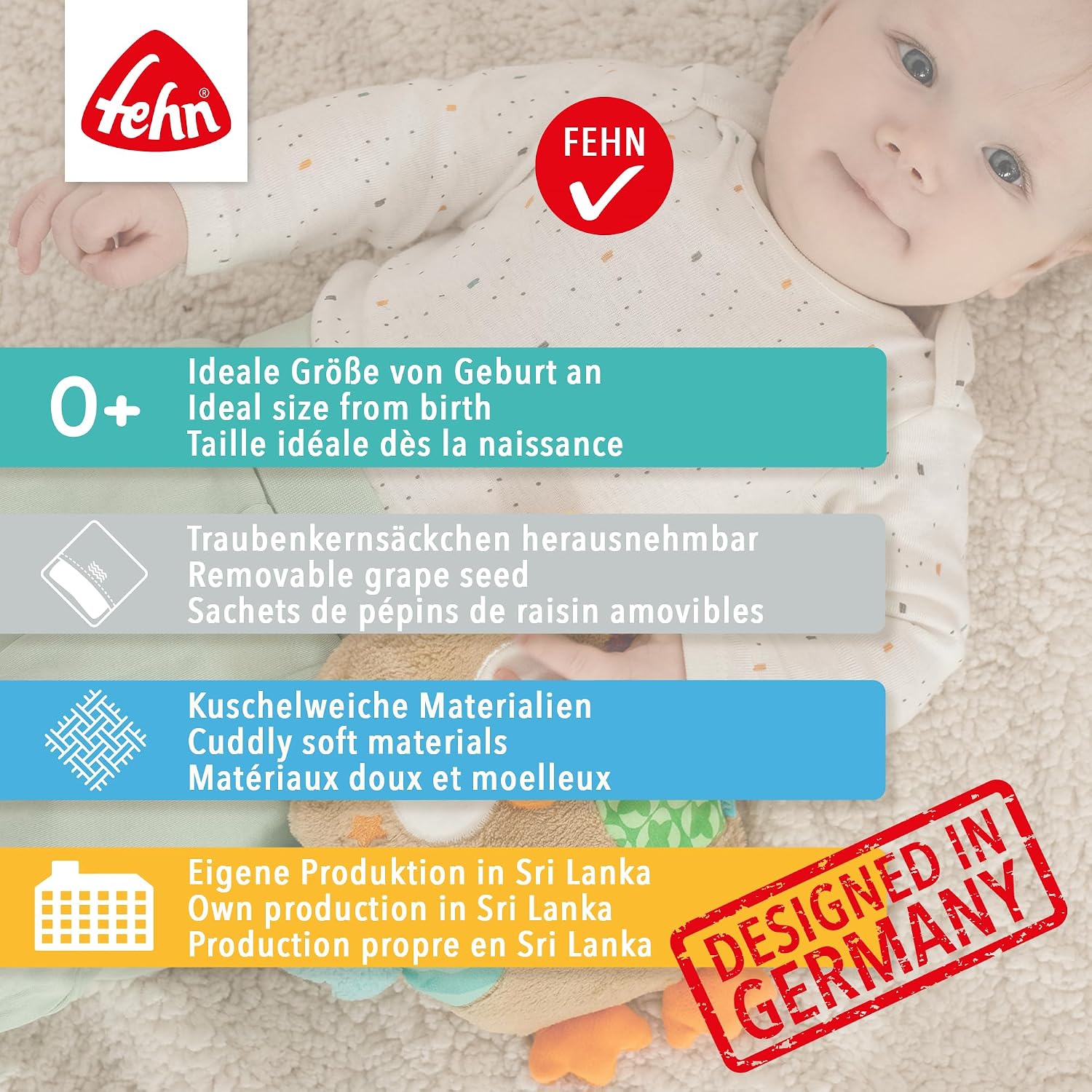 Detalle de Fehn koala termico con semi d'uva: cuscino riscaldante in peluche per neonati e bambini 0+ mesi