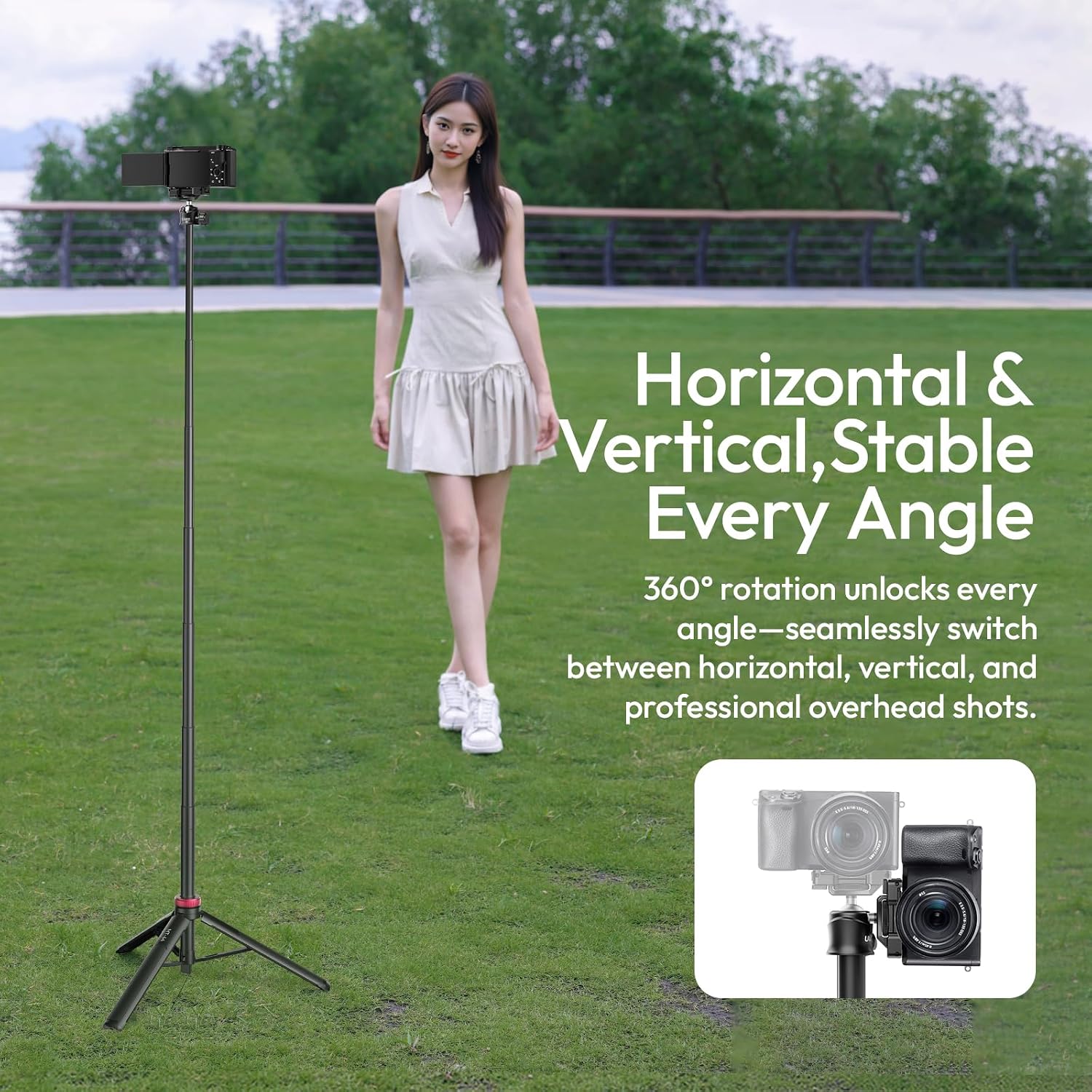 Detalle 2 de ULANZI MT-44 Auto Open Phone Tripod, 59" Telescoping Selfie Stick