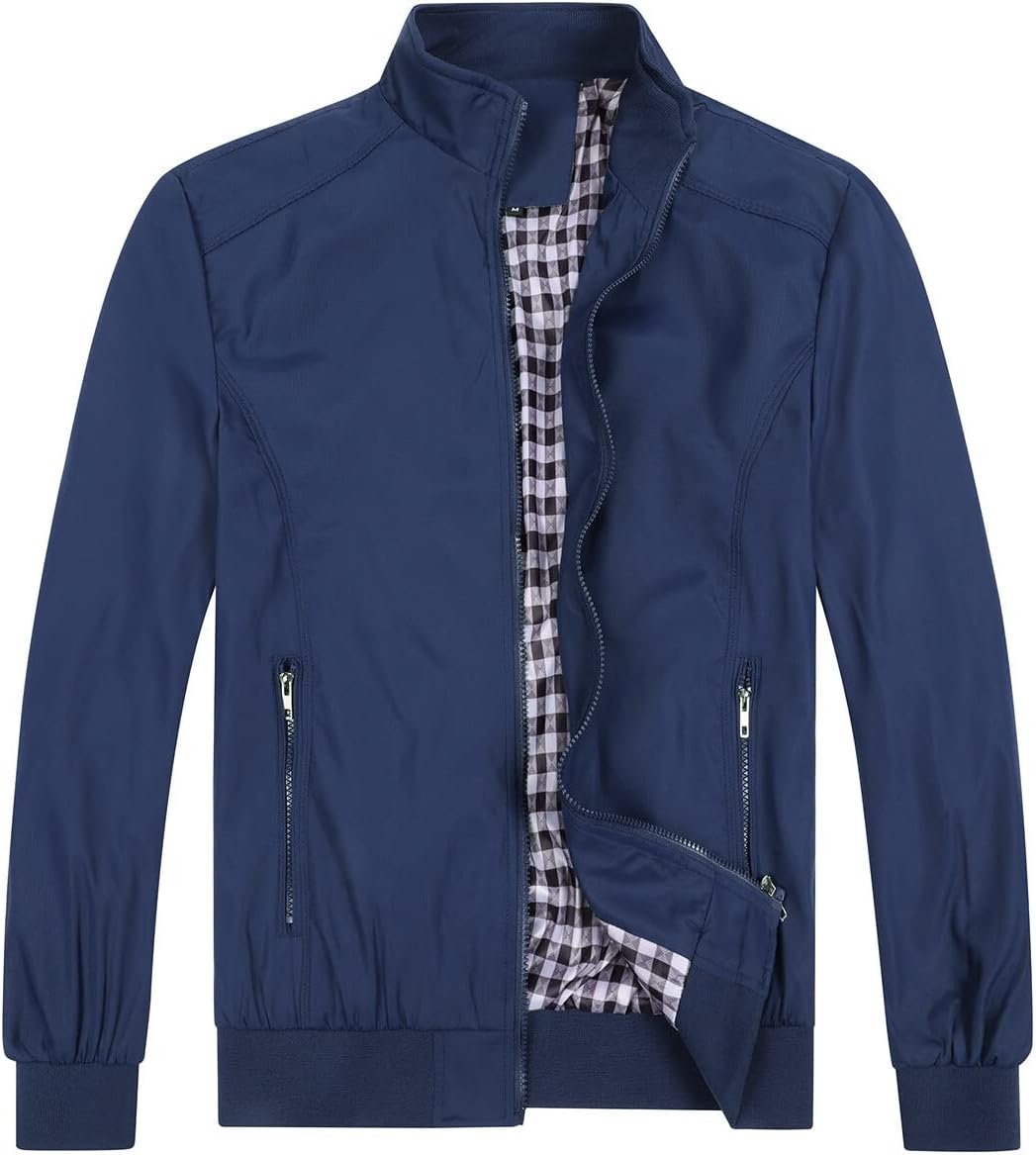 Detalle de YOUTHUP Giacca leggera estiva da uomo stile bomber con zip e colletto coreano
