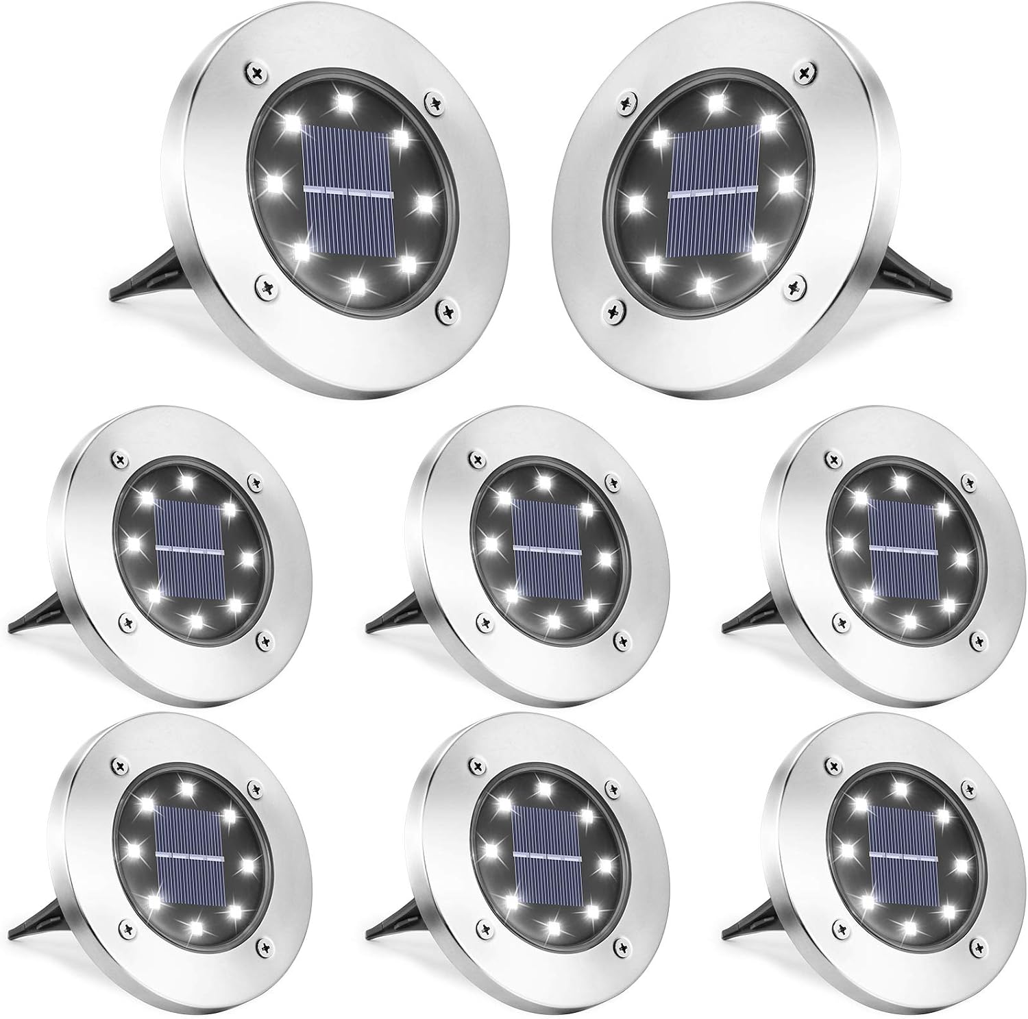 Detalle de LYHOPE Solar Ground Lights 8-Pack