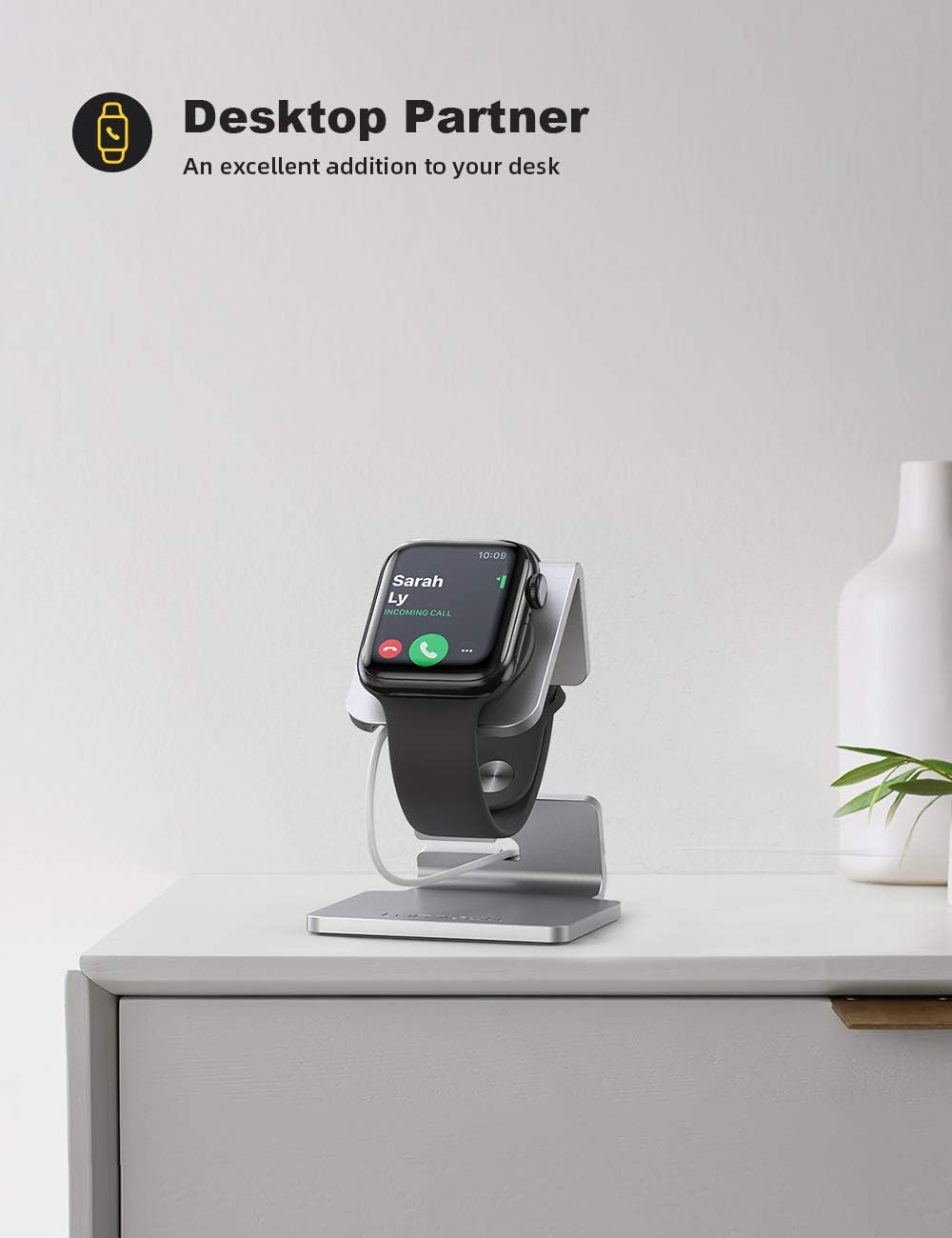 Detalle 2 de Lamicall Stand for Apple Watch – Desk iWatch Stand Holder Charging Dock (Silver)