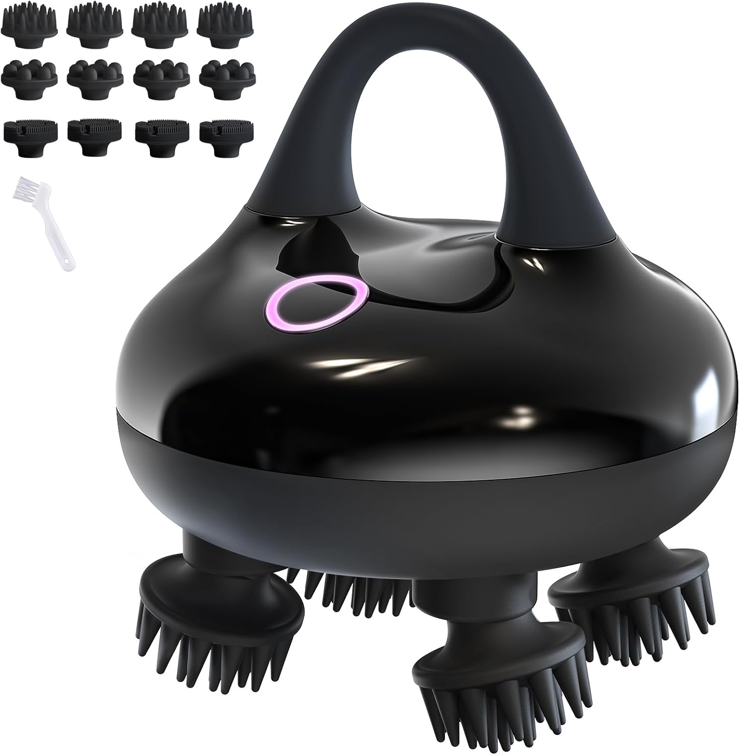 Detalle de arboleaf elektrisches Kopfmassagegerät mit 12 Silikonköpfen, 3 Modi und IPX7 (Schwarz)