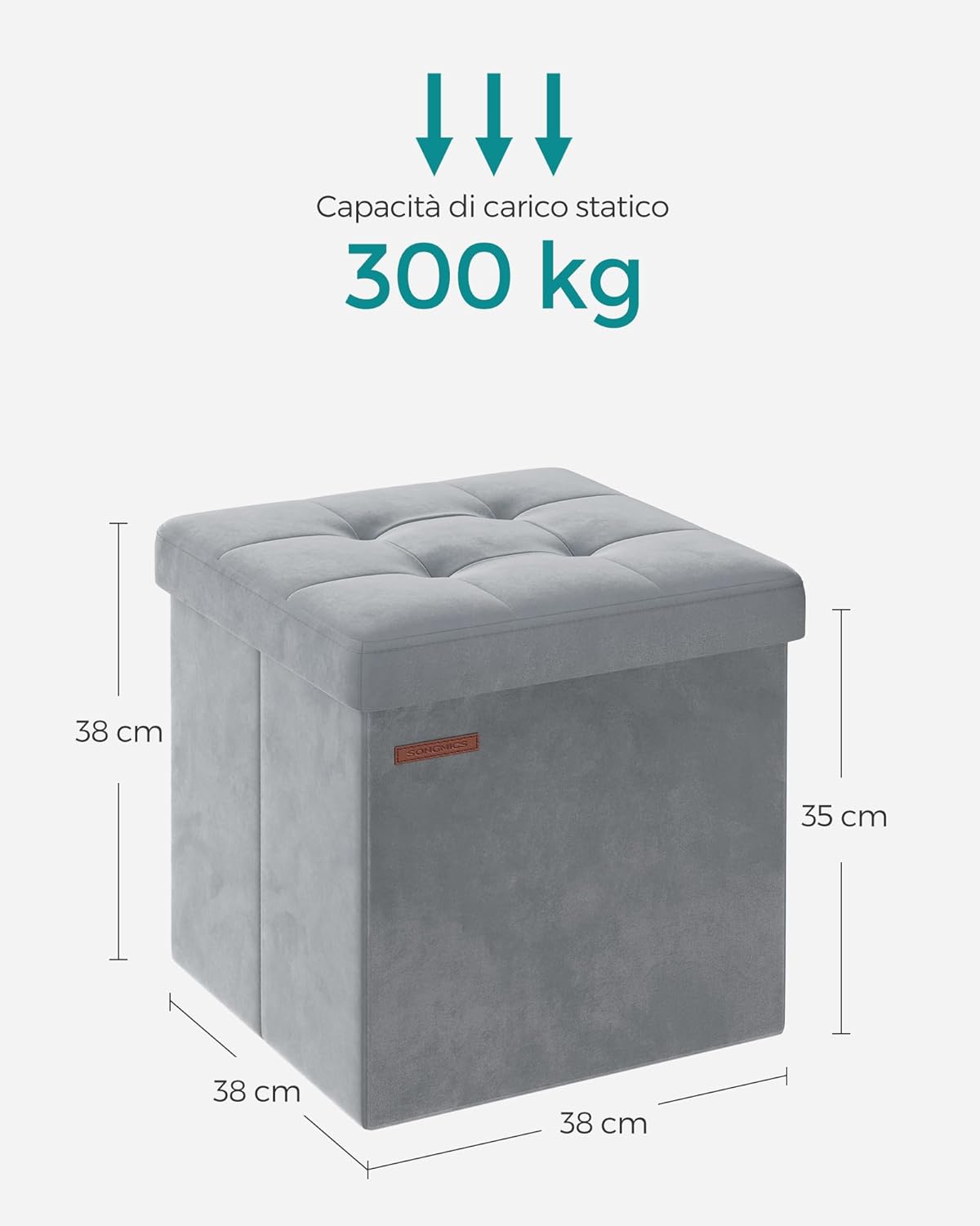 Detalle de SONGMICS LSF227G02 pouf cassapanca 38 x 38