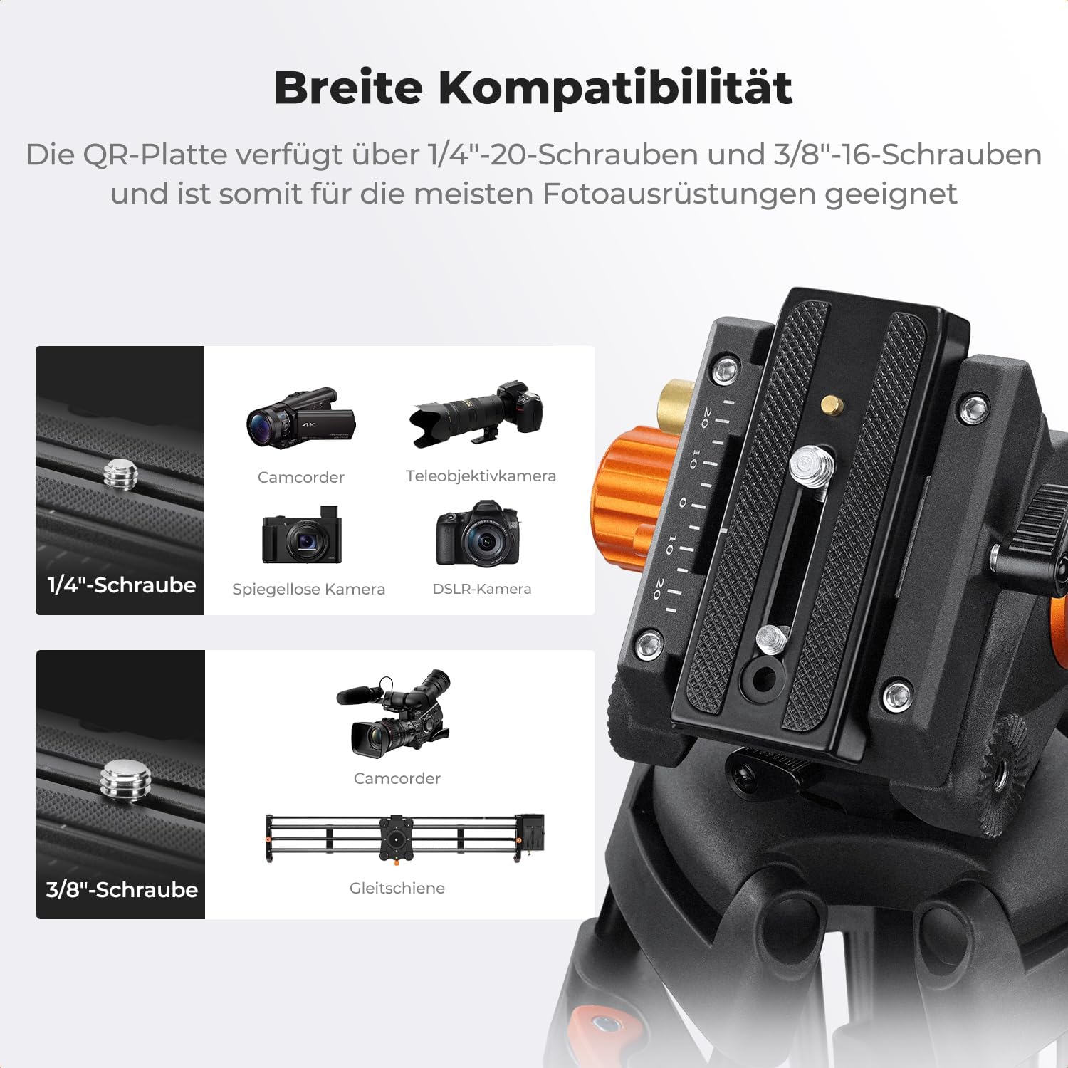Thumbnail 5 de K&F CONCEPT 202cm Videostativ – Heavy Duty Tripod mit Fluidkopf, 8 kg Tragkraft