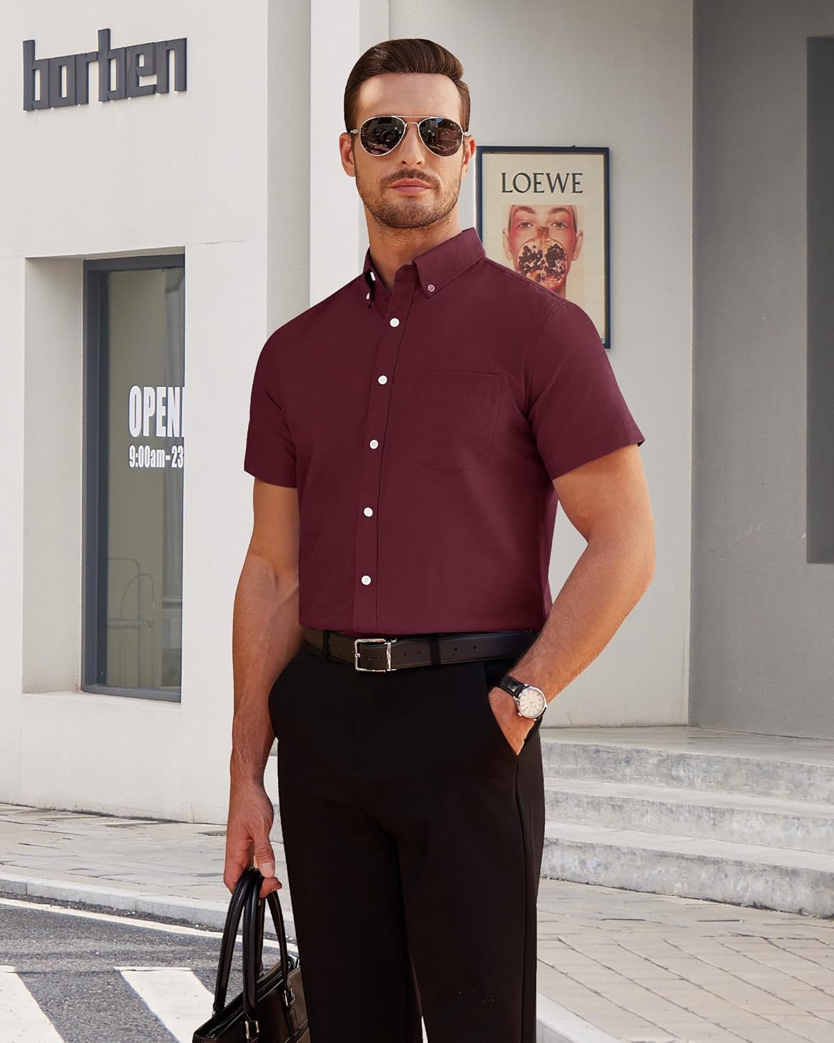Thumbnail 5 de J.VER Herren Kurzarm Oxfordhemd Regular Fit mit Button-Down und Tasche