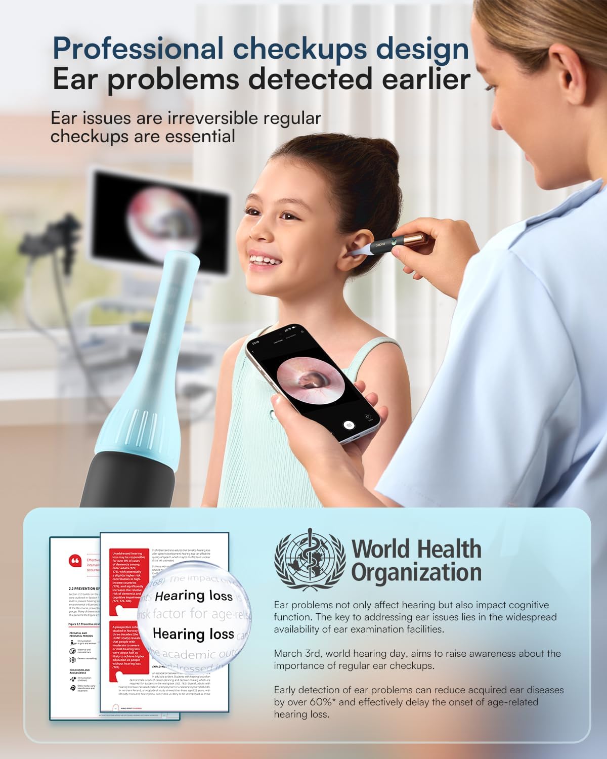 Detalle 2 de Bebird Earsight Ultra Ear Wax Removal Kit with 2K HD Wi‑Fi Camera, Flexible Endoscope & Safety Stopper