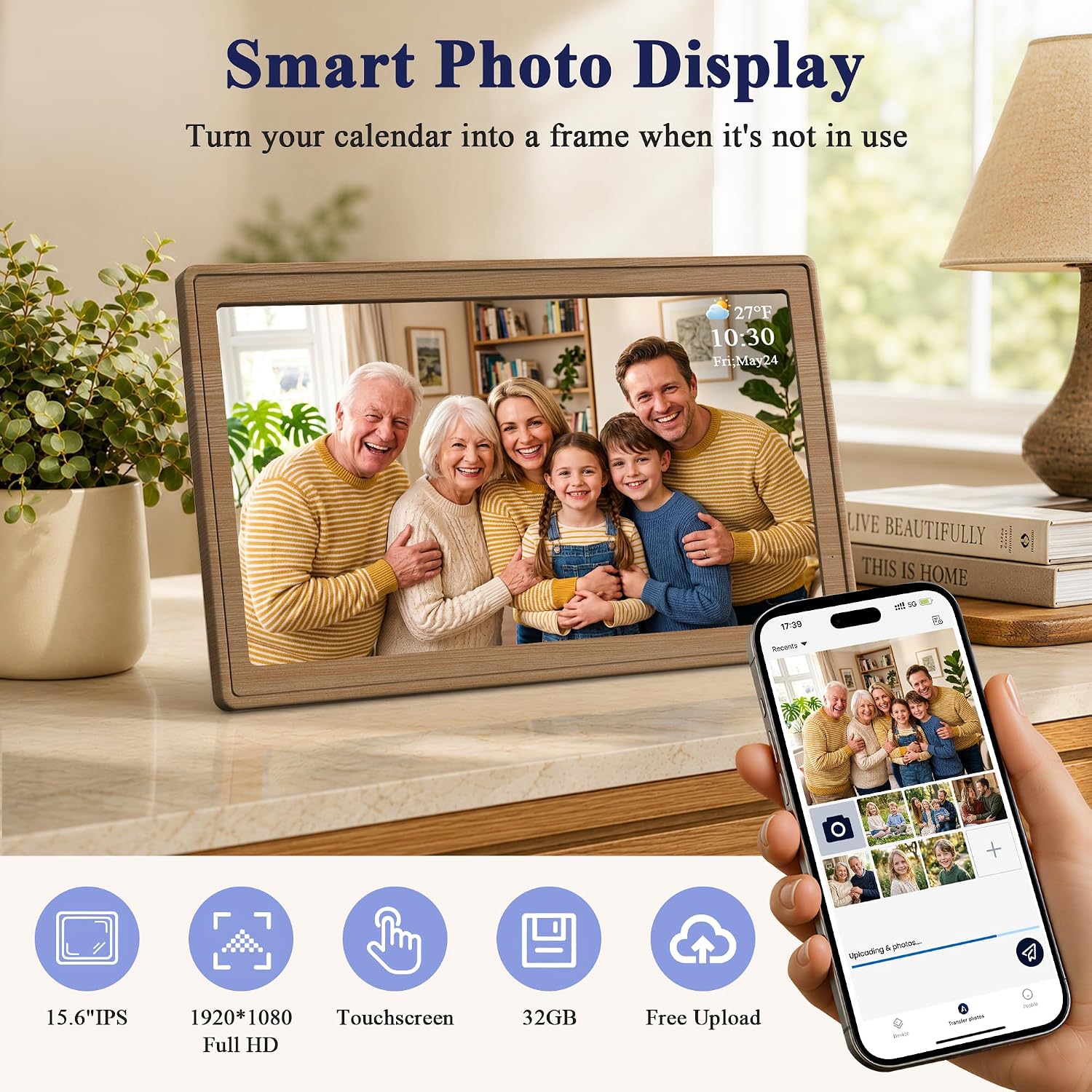 Detalle de CYPID 15.6-Inch Digital Calendar with Touchscreen, Chore Chart and Photo Display