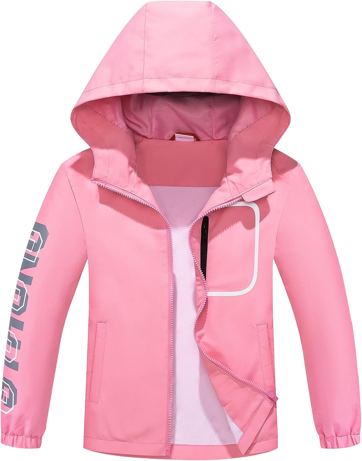 Detalle de ALXHUTE Kinder Regenjacke – Wassersäule, Kapuze, Funktionsjacke für Jungen und Mädchen