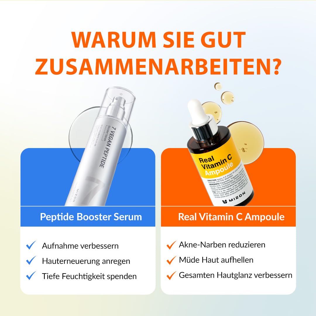 Thumbnail 2 de [MIZON] CLEAR'N'BOOST VITAMIN C SYNERGY SET – Vegan Peptide Booster Serum 150ml + Real Vitamin C Ampoule 30ml