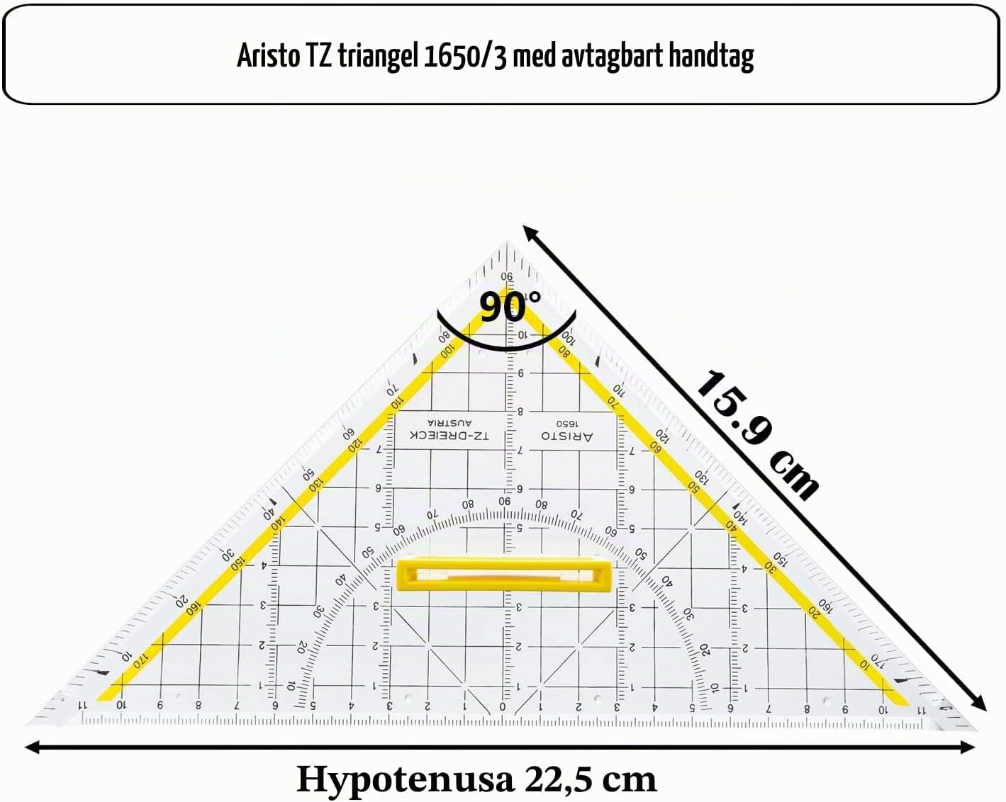 Detalle de Aristo 1650/3 TZ-triangel med avtagbart handtag, 22,5 cm