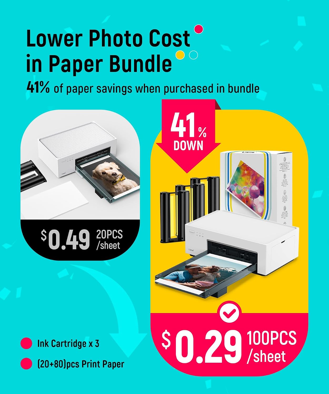 Thumbnail 1 de Liene M100 4x6 Photo Printer 100 Sheets 🎞