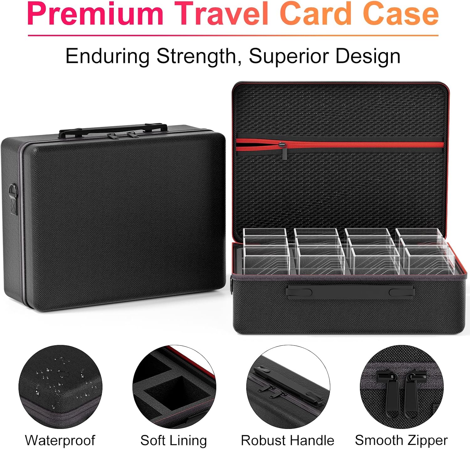 Detalle 2 de Proijeut Card Deck Box with Portable Case, 12 Pack Clear Deck Boxes with Dividers for 1200+ Double-Sleeved Cards