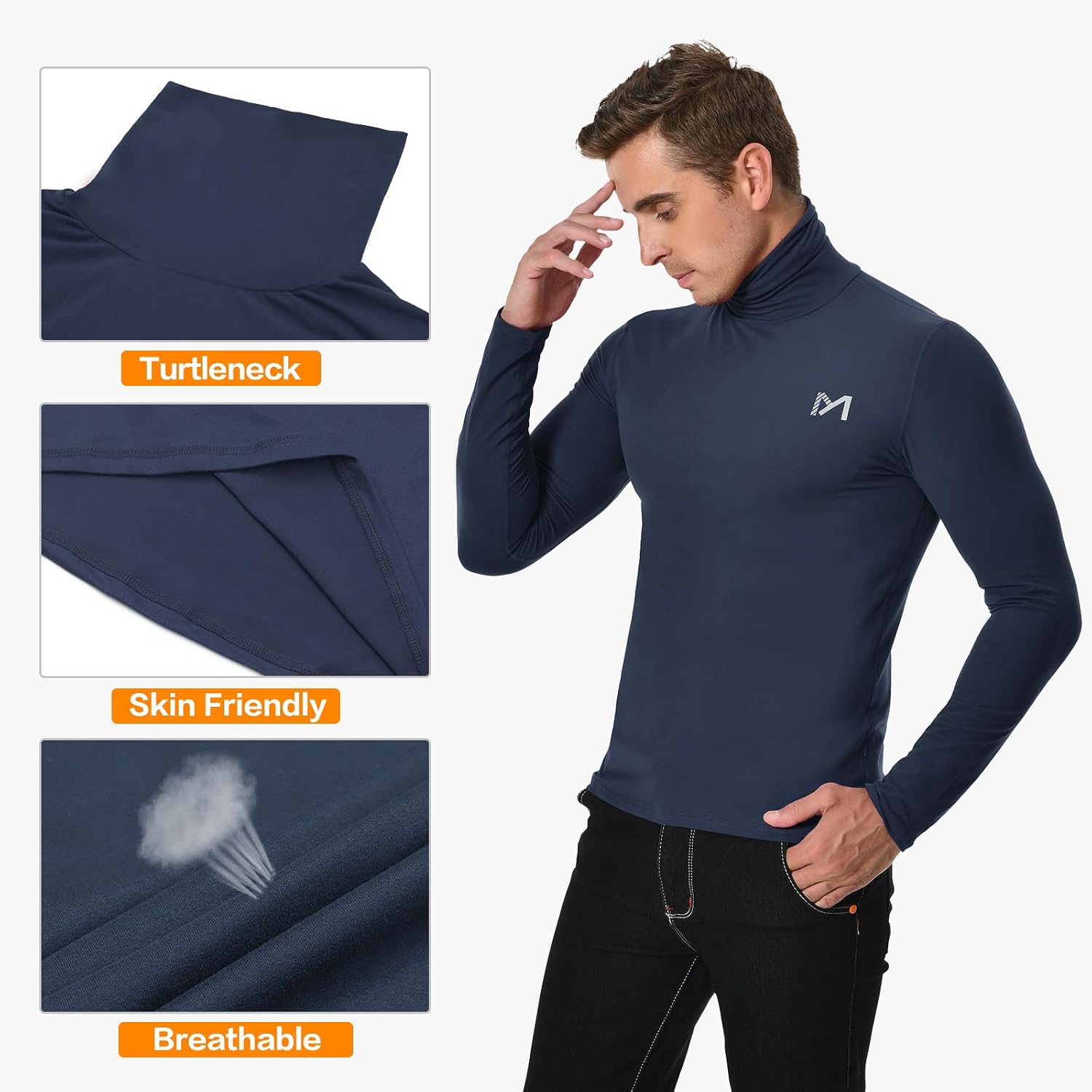 Detalle de MEETYOO Maglia Termica Uomo: maglia a manica lunga compression per corsa, ciclismo e sport